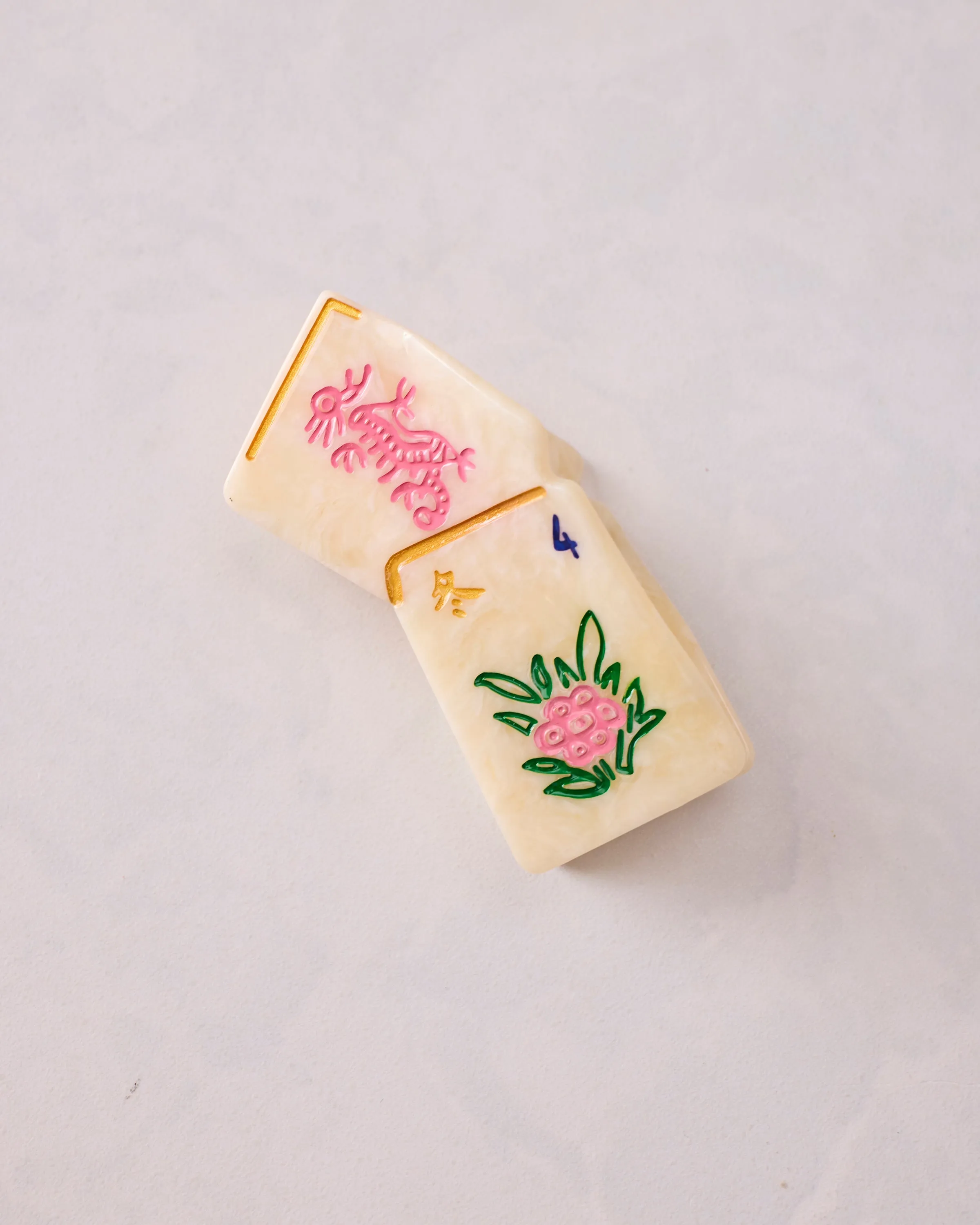 Ivory Combo - Hand Painted Mini Flower Mahjong Claw Clip - Solar Eclipse sold by Printfresh