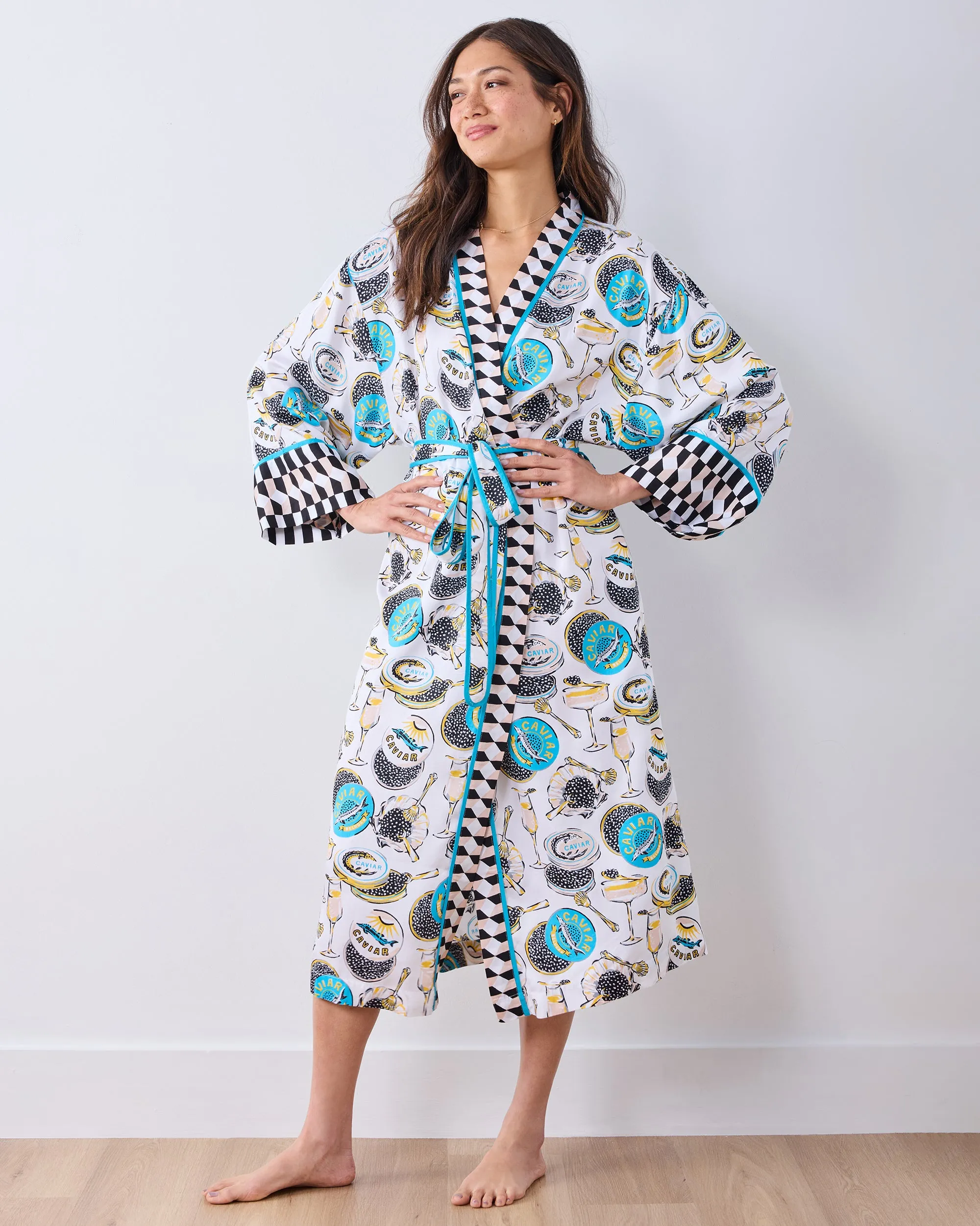 Champagne & Caviar - Eco Satin Robe - Pearl sold by Printfresh product image thumbnail 2