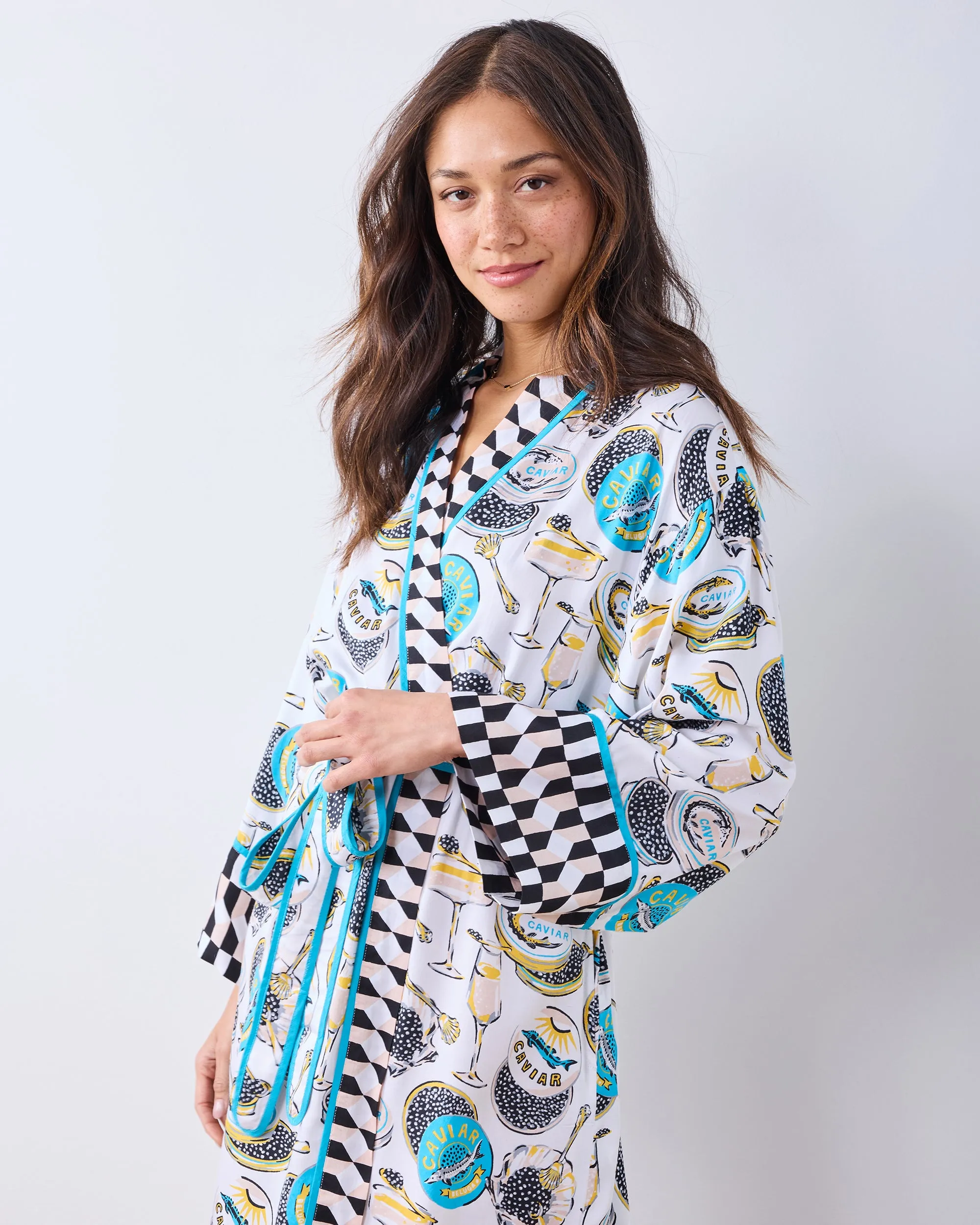 Champagne & Caviar - Eco Satin Robe - Pearl sold by Printfresh product image thumbnail 4