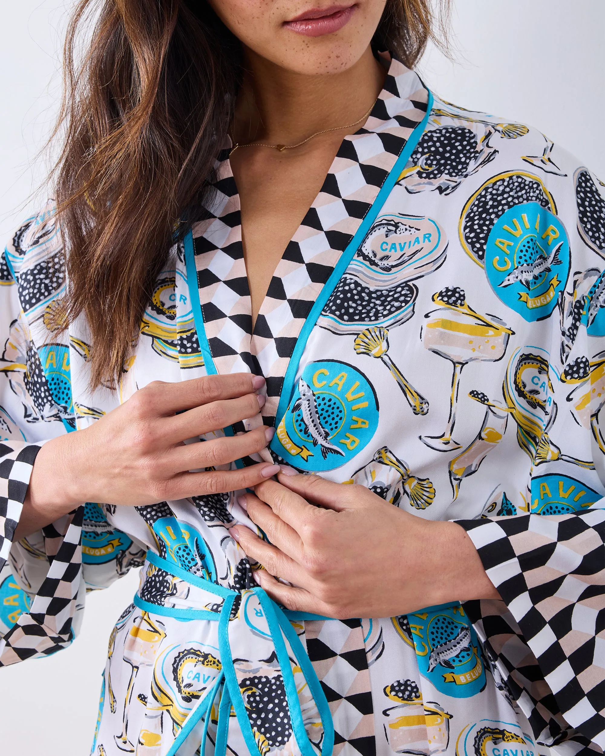 Champagne & Caviar - Eco Satin Robe - Pearl sold by Printfresh product image thumbnail 3
