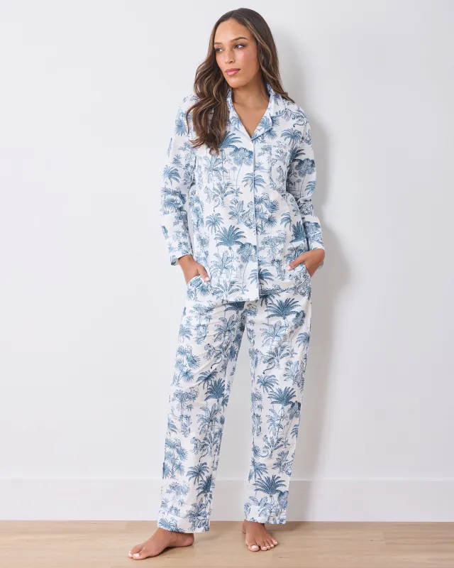 Tropical Toile - Petite Long PJ Set - Cloud made by Printfresh