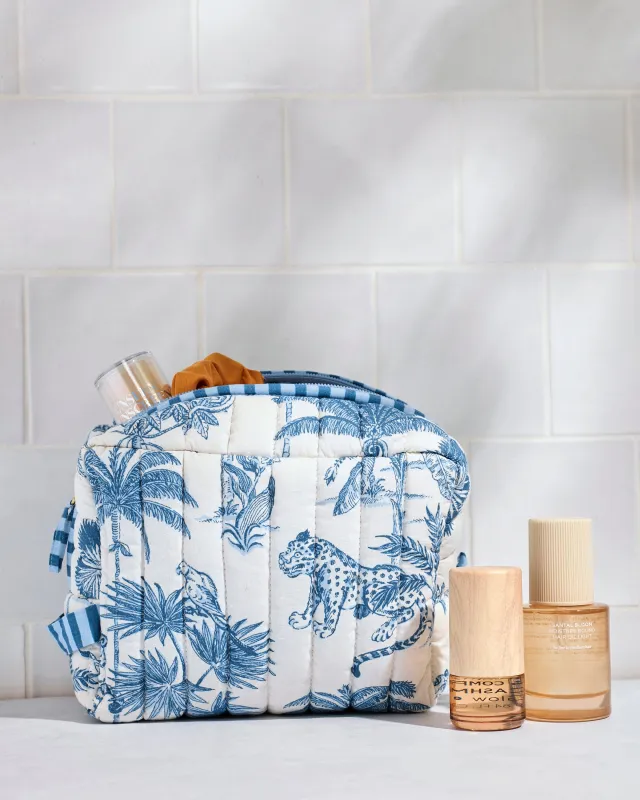 Tropical Toile - Quilted Pouch - Cloud sold by Printfresh