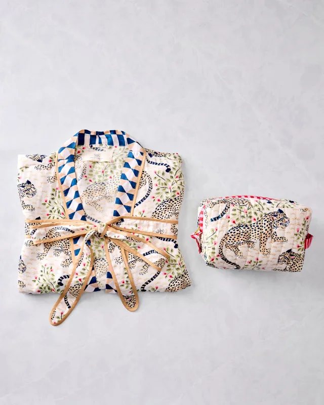 Bagheera - Eco Satin Robe & Quilted Pouch Bundle - Wedding Cake made by Printfresh