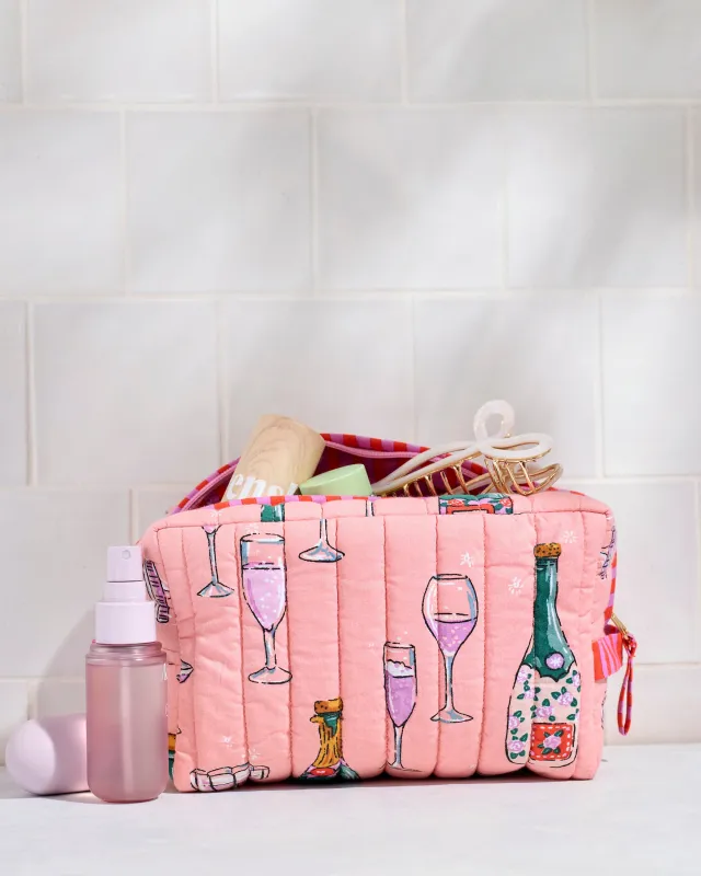 Champagne Tower - Quilted Pouch - Peach Fizz made by Printfresh