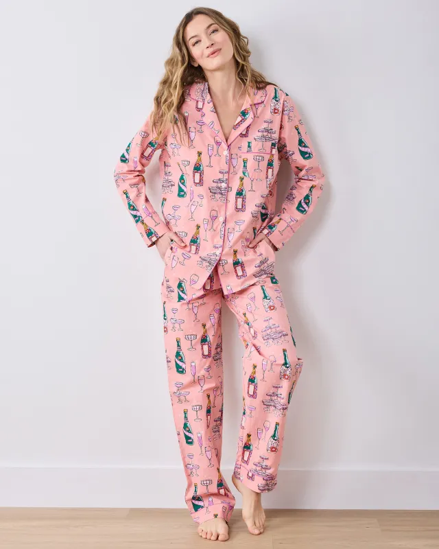 Champagne Tower - Petite Long PJ Set - Peach Fizz made by Printfresh