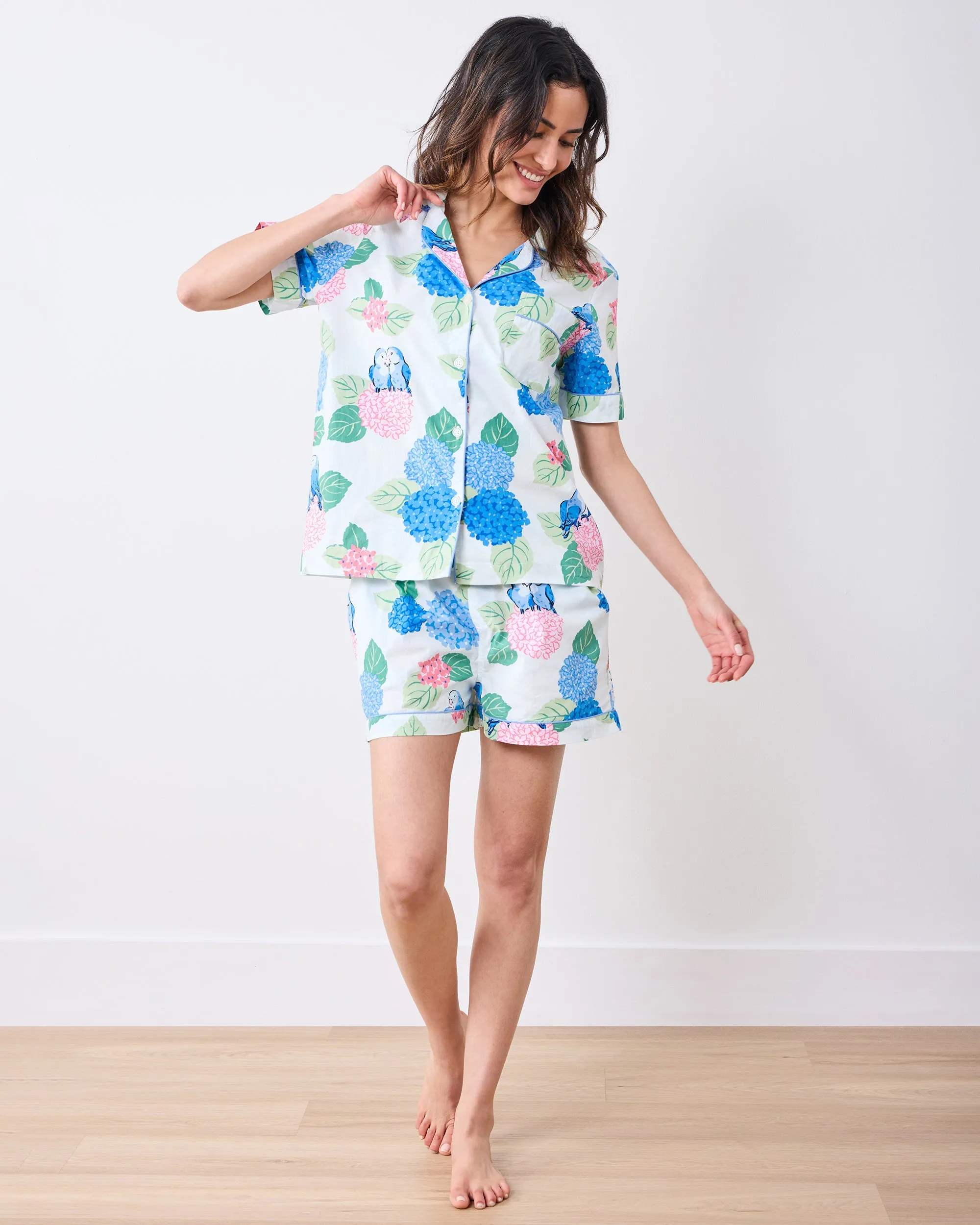 Hydrangea Honeymoon - Short PJ Set - Cloud sold by Printfresh product image thumbnail 2