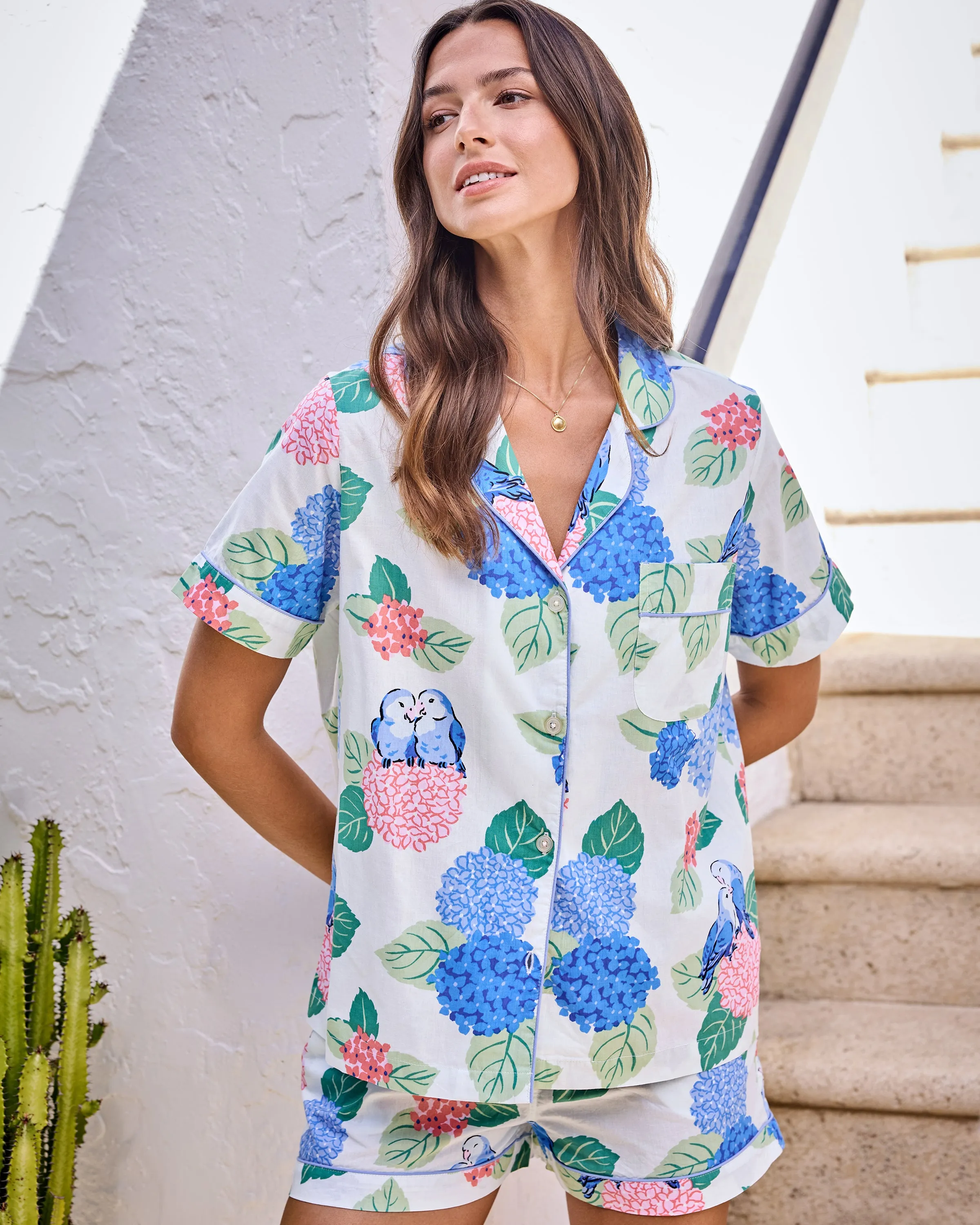 Hydrangea Honeymoon - Short PJ Set - Cloud sold by Printfresh
