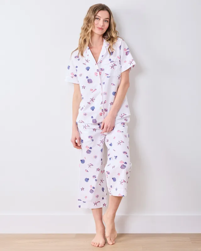 Scattered Shells - Short Sleeve & Cropped Pant Set - Pink Cloud made by Printfresh