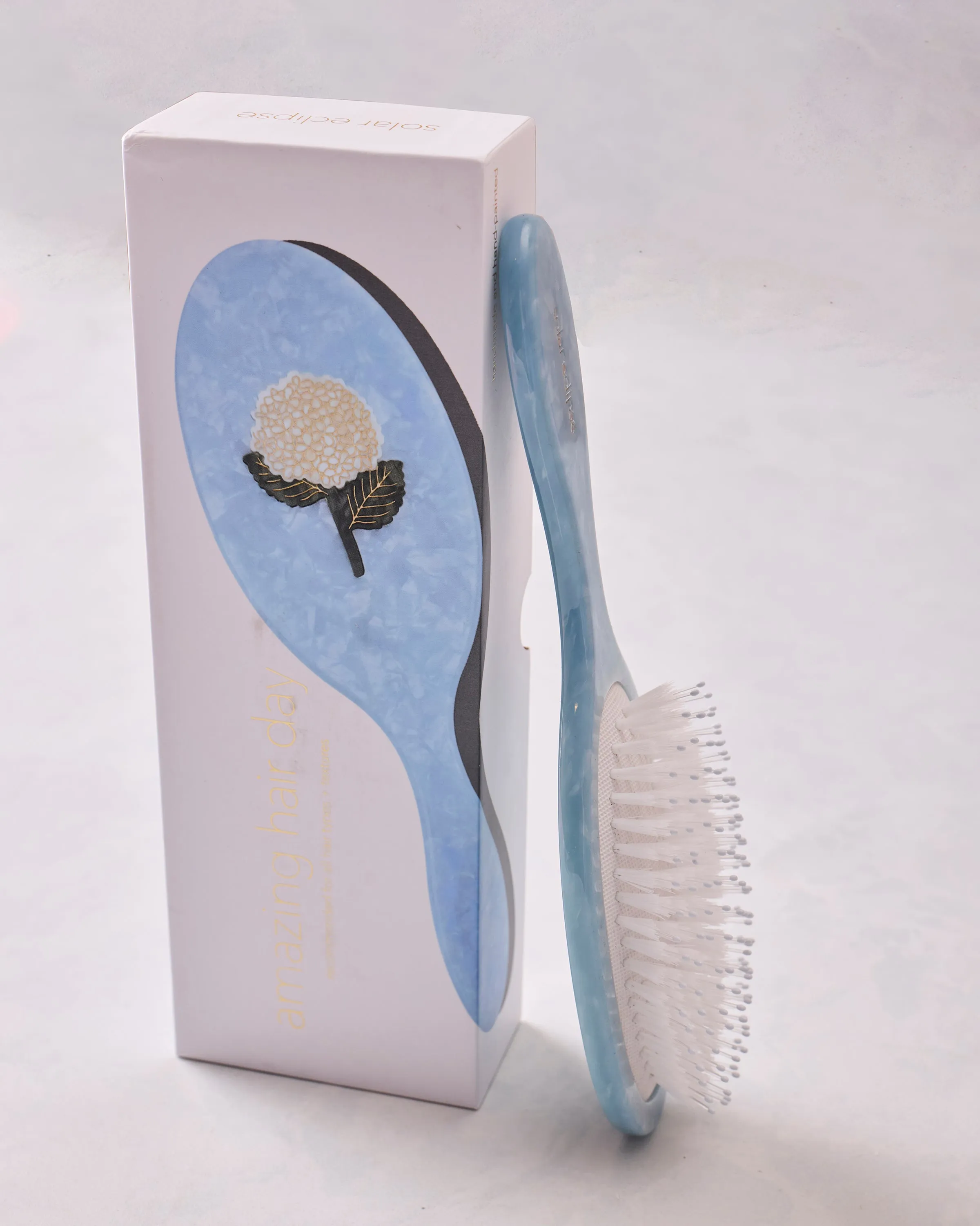 Blue Combo - Hand Painted Hydrangea Amazing Hair Day Brush - Solar Eclipse sold by Printfresh product image thumbnail 2
