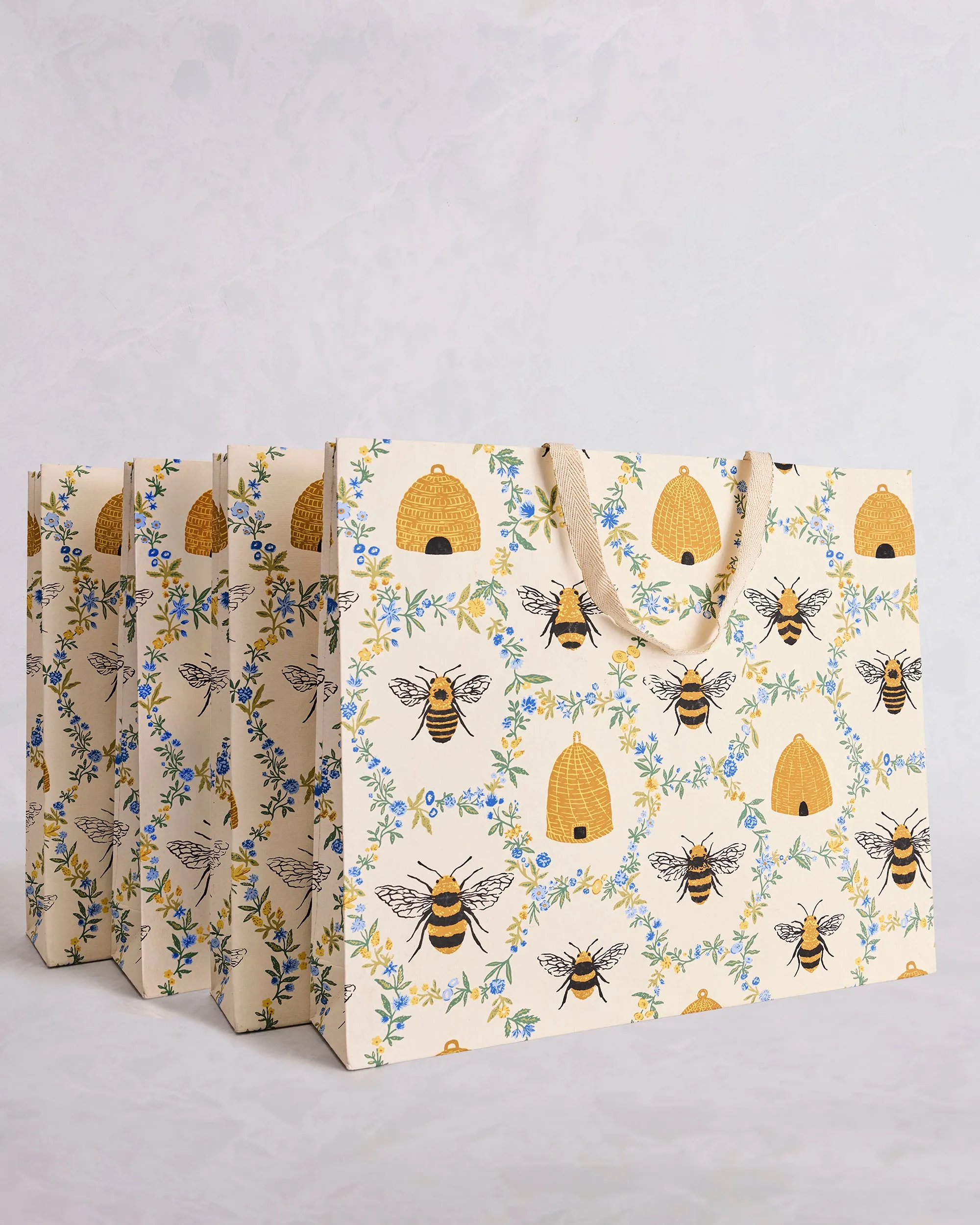 Sweet Bee - Set of 4 Gift Bags - Cream sold by Printfresh