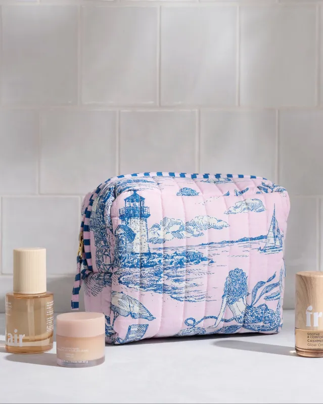Mermaid Toile - Quilted Pouch - Blush made by Printfresh