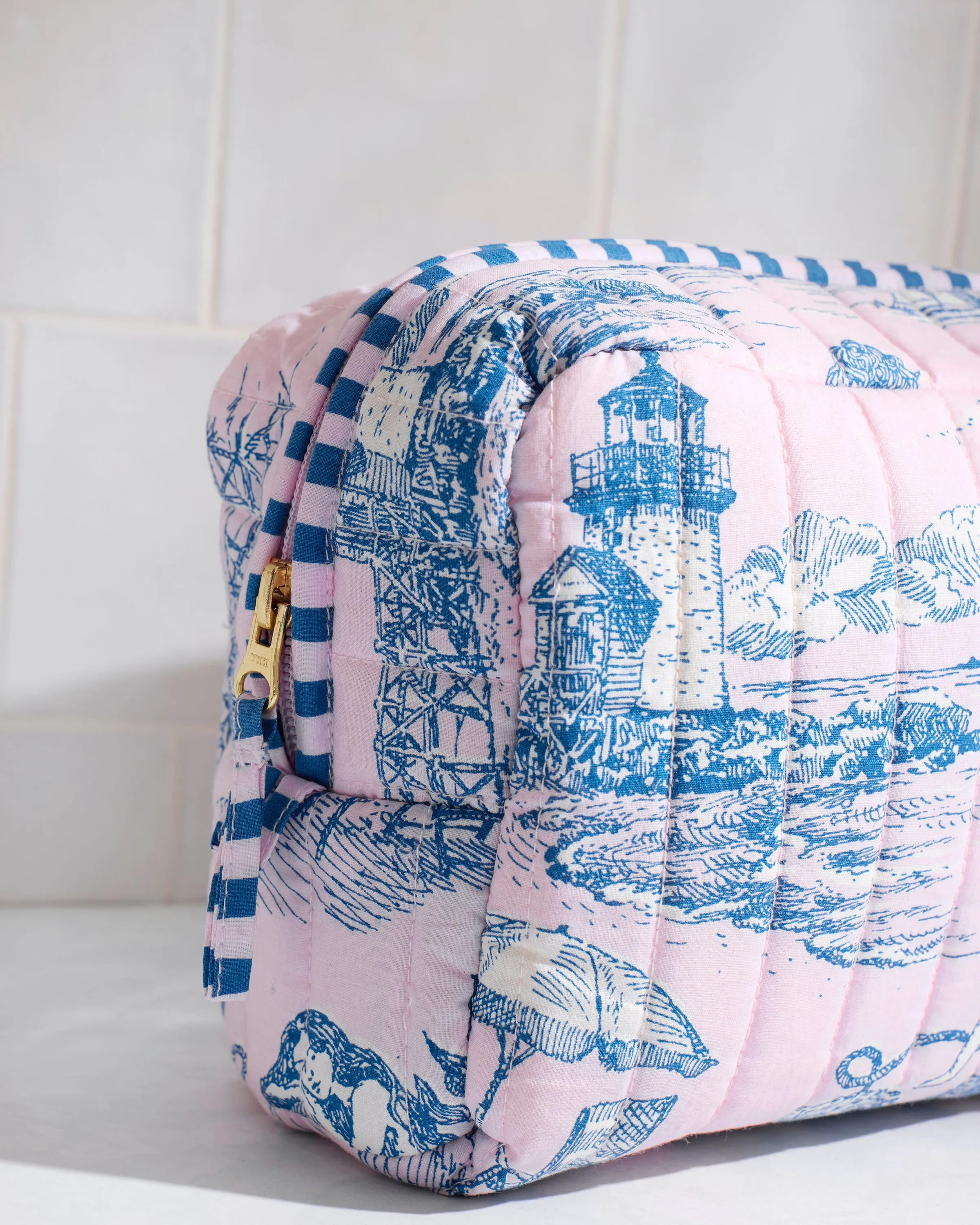 Mermaid Toile - Quilted Pouch - Blush sold by Printfresh product image thumbnail 3