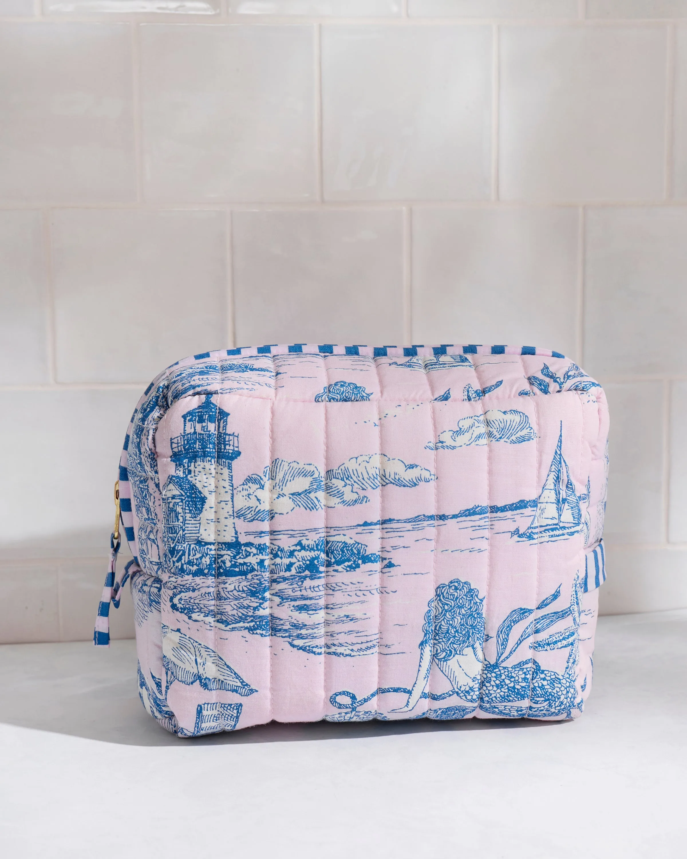 Mermaid Toile - Quilted Pouch - Blush sold by Printfresh product image thumbnail 4