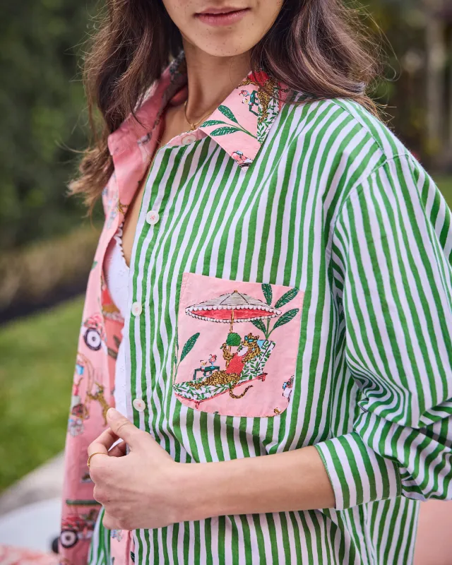 Cabana Cats - Everyday Button Down - Peach Daiquiri made by Printfresh