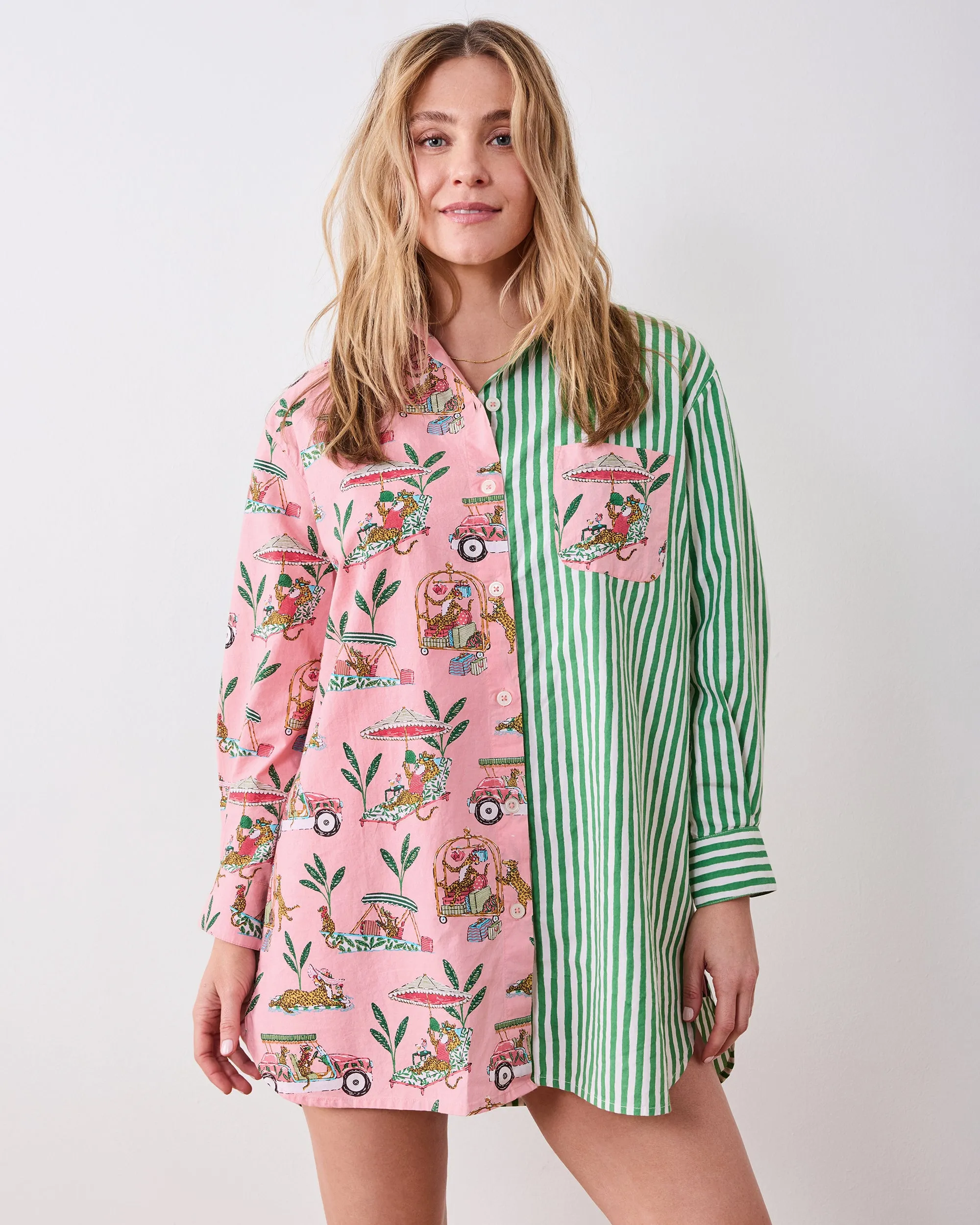 Cabana Cats - Everyday Button Down - Peach Daiquiri sold by Printfresh product image thumbnail 3