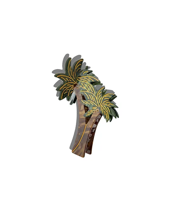 Green Combo - Hand Painted Palm Trees Claw Hair Clip - Solar Eclipse sold by Printfresh