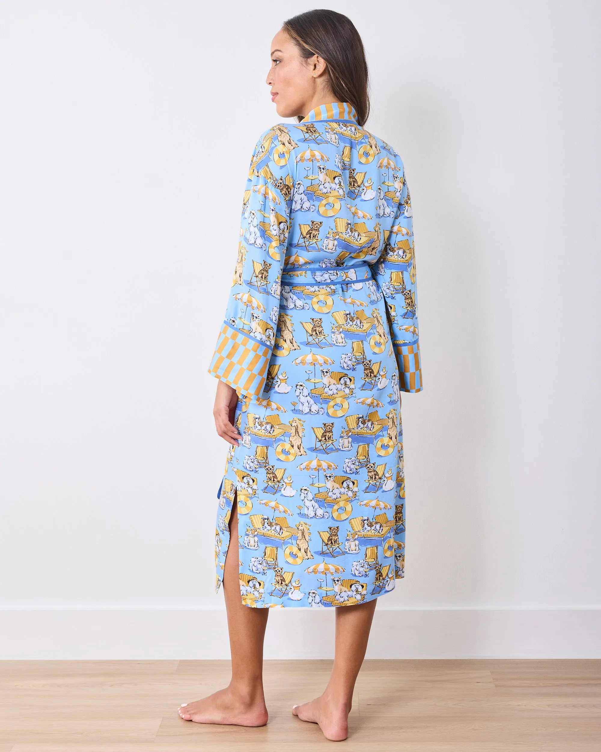 Palm Royale Pooches - Eco Satin Robe - Cerulean Splash sold by Printfresh product image thumbnail 4