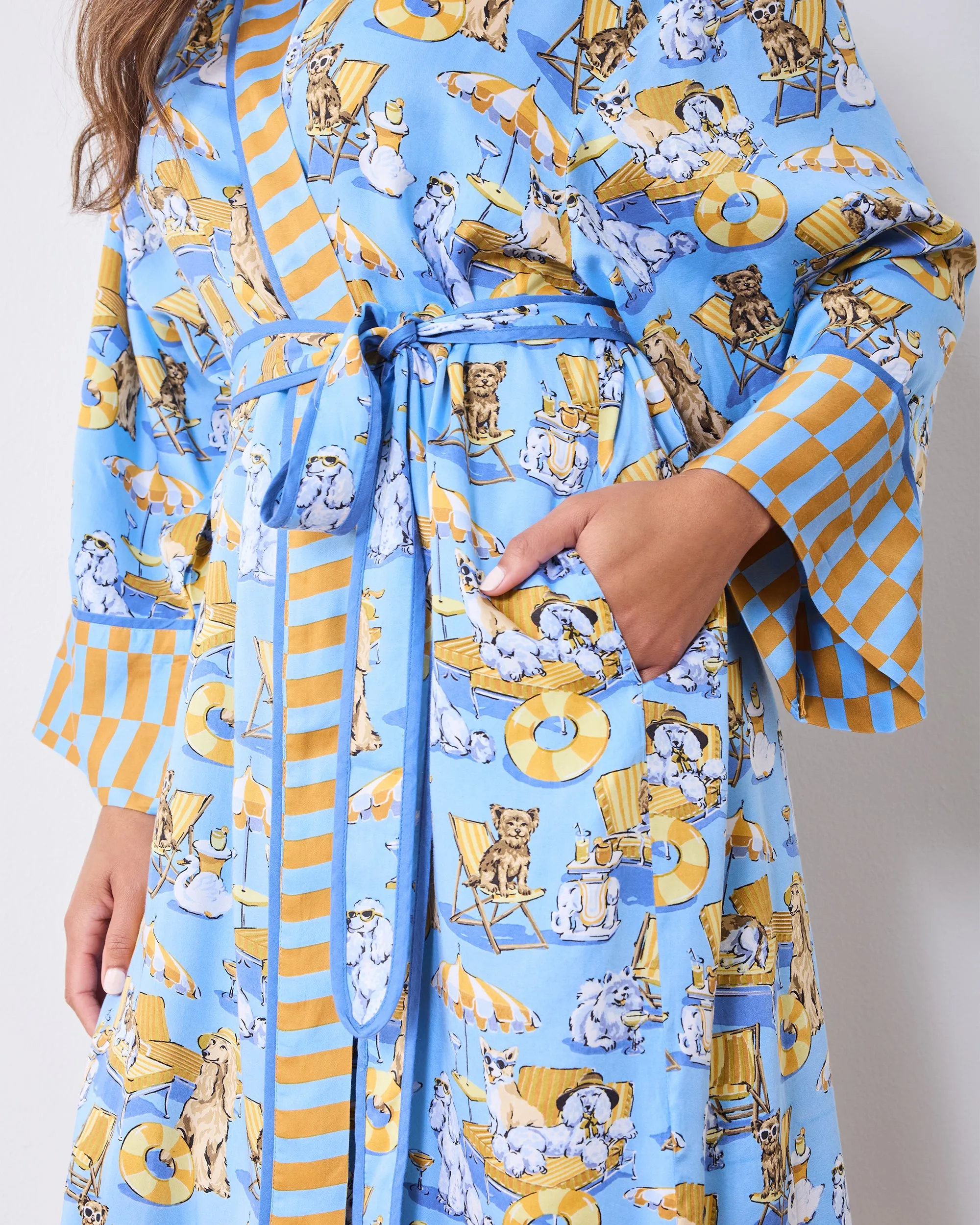 Palm Royale Pooches - Eco Satin Robe - Cerulean Splash sold by Printfresh product image thumbnail 3
