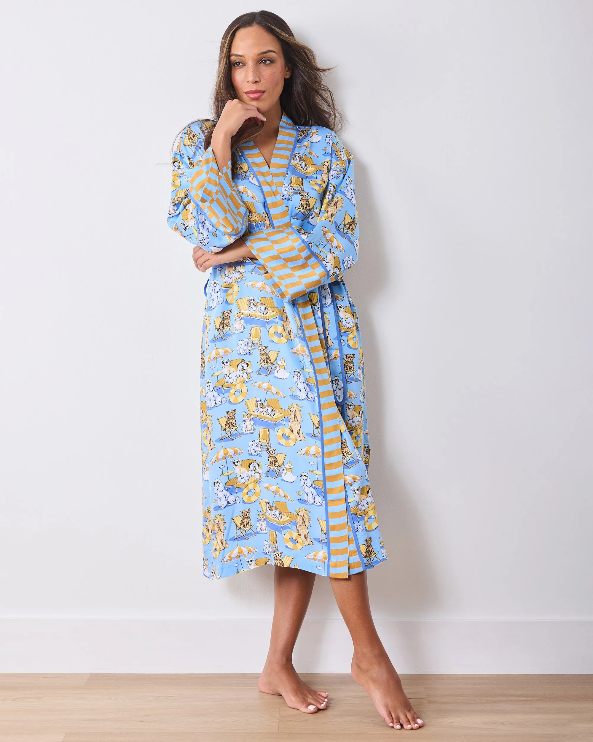 Palm Royale Pooches - Eco Satin Robe - Cerulean Splash sold by Printfresh product image thumbnail 2