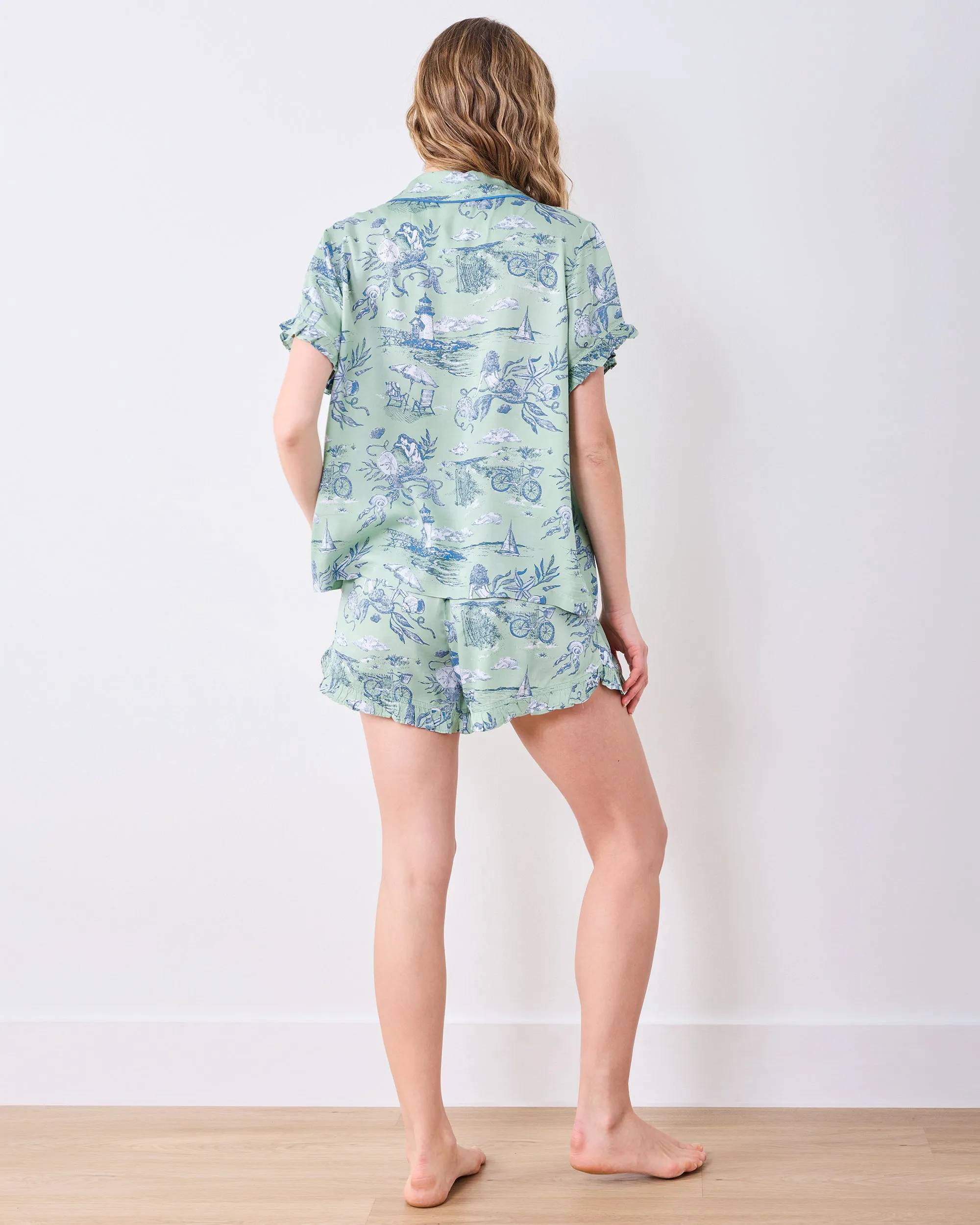 Mermaid Toile - Eco Satin Ruffle Set - Seafoam sold by Printfresh product image thumbnail 4