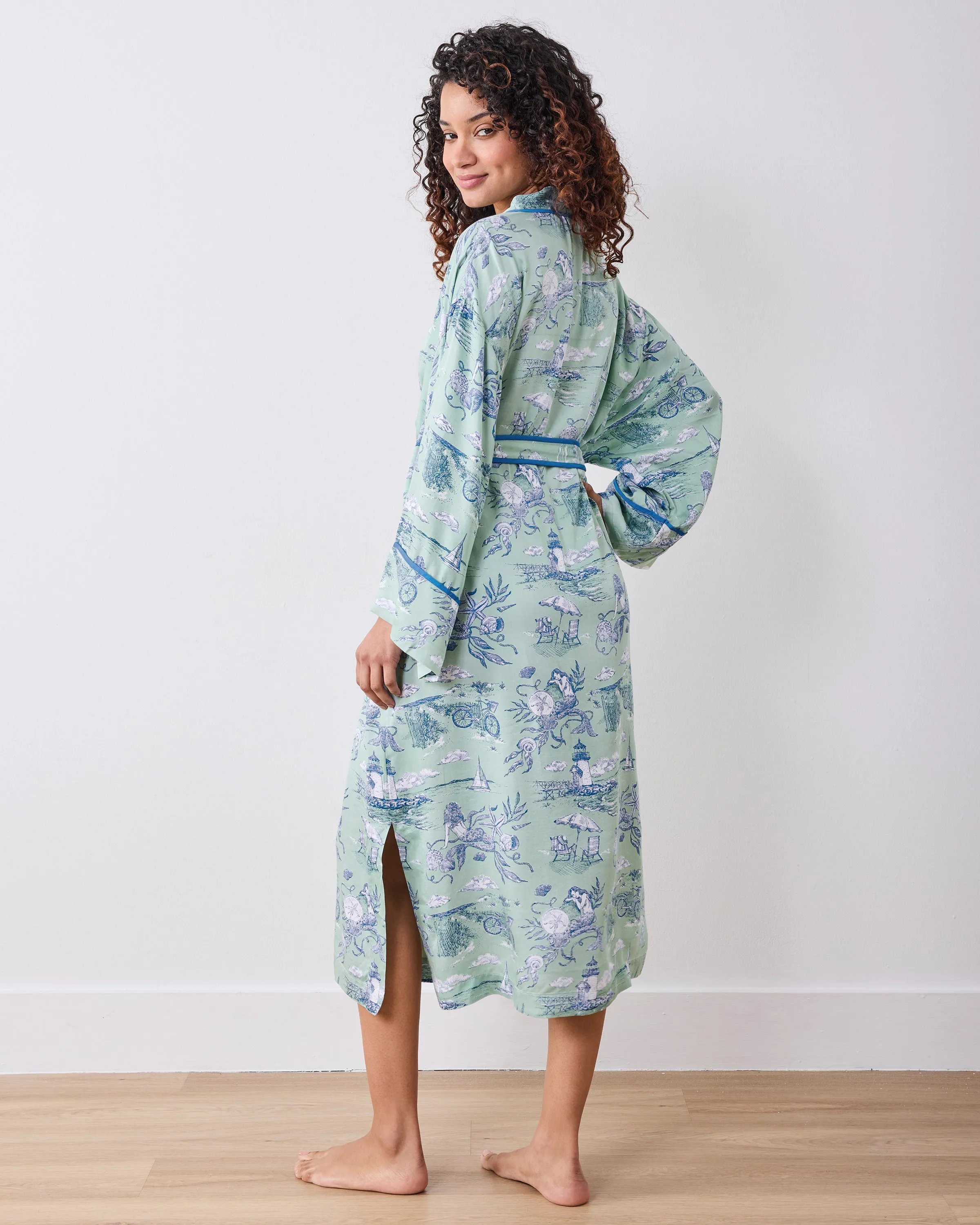 Mermaid Toile - Eco Satin Robe - Seafoam sold by Printfresh product image thumbnail 5