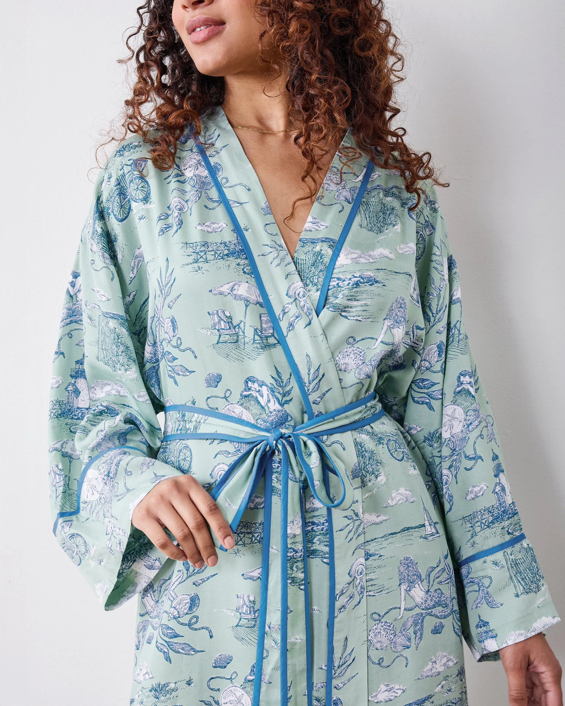 Mermaid Toile - Eco Satin Robe - Seafoam sold by Printfresh product image thumbnail 4