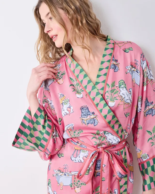 Spa Day - Eco Satin Robe - Pink Polish made by Printfresh
