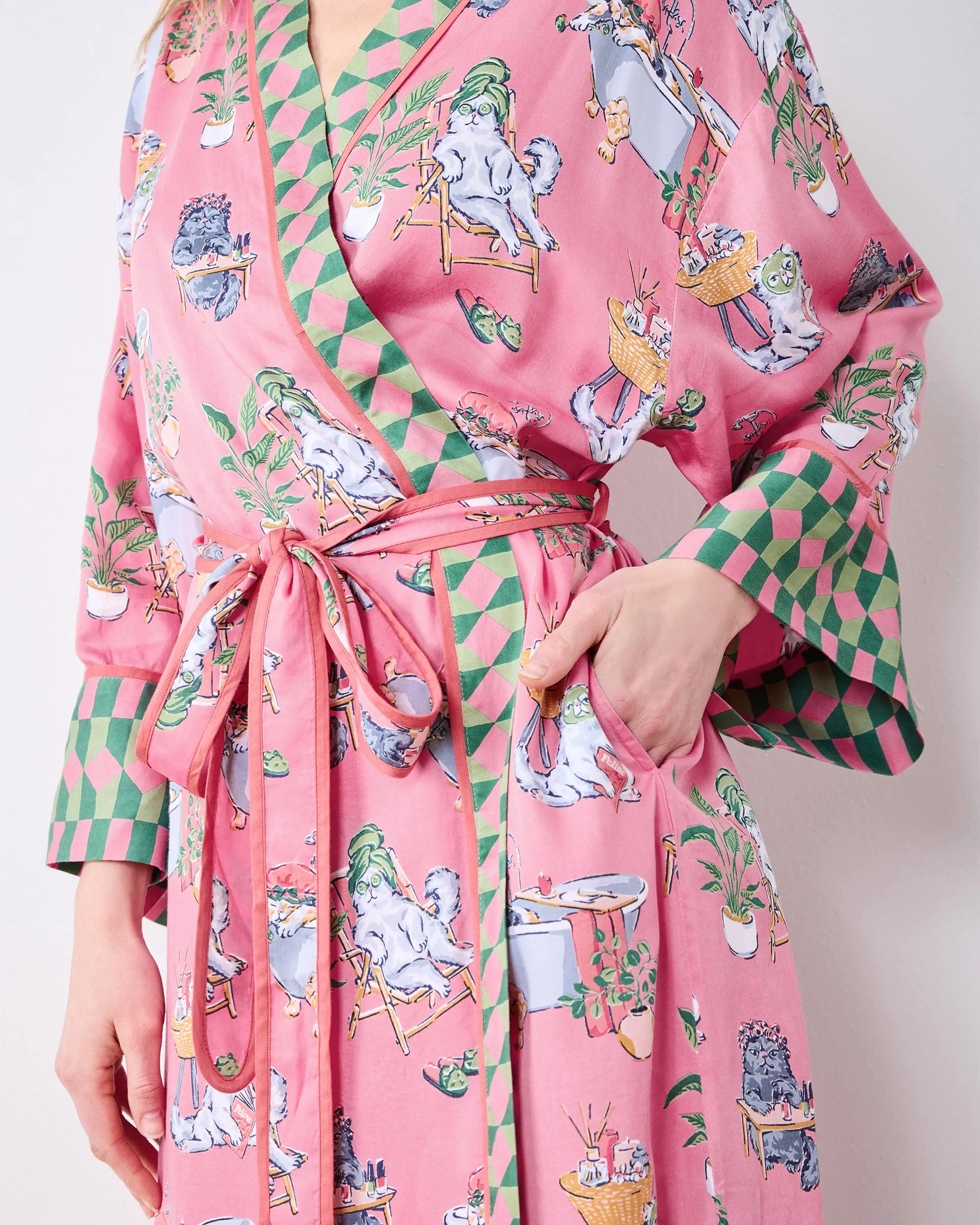 Spa Day - Eco Satin Robe - Pink Polish sold by Printfresh product image thumbnail 3