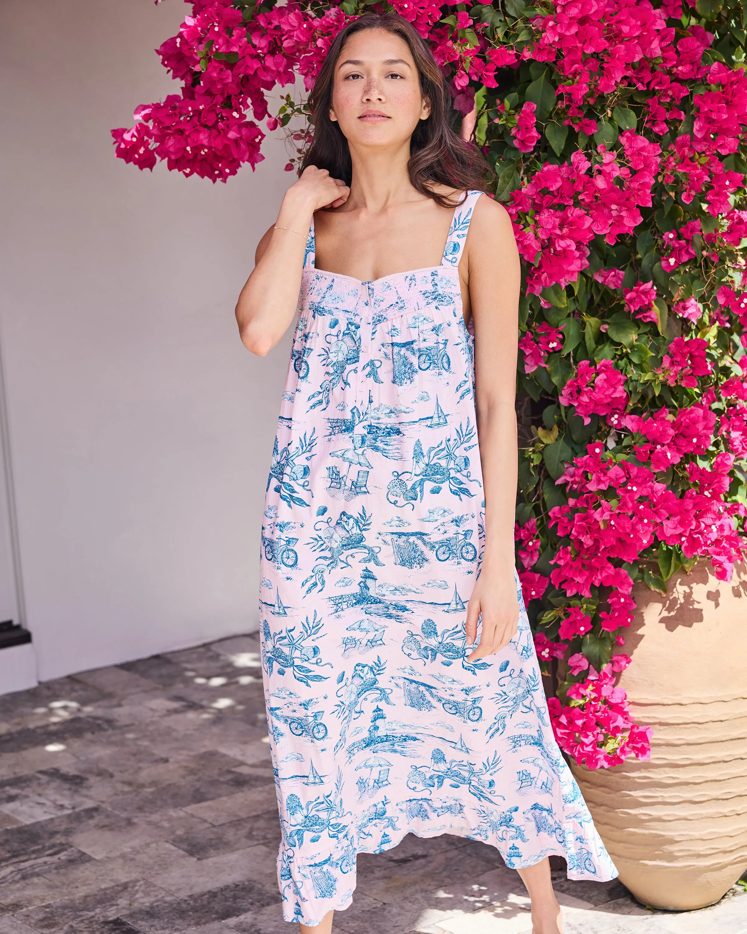 Mermaid Toile - Star Lit Sky Nightgown - Blush sold by Printfresh
