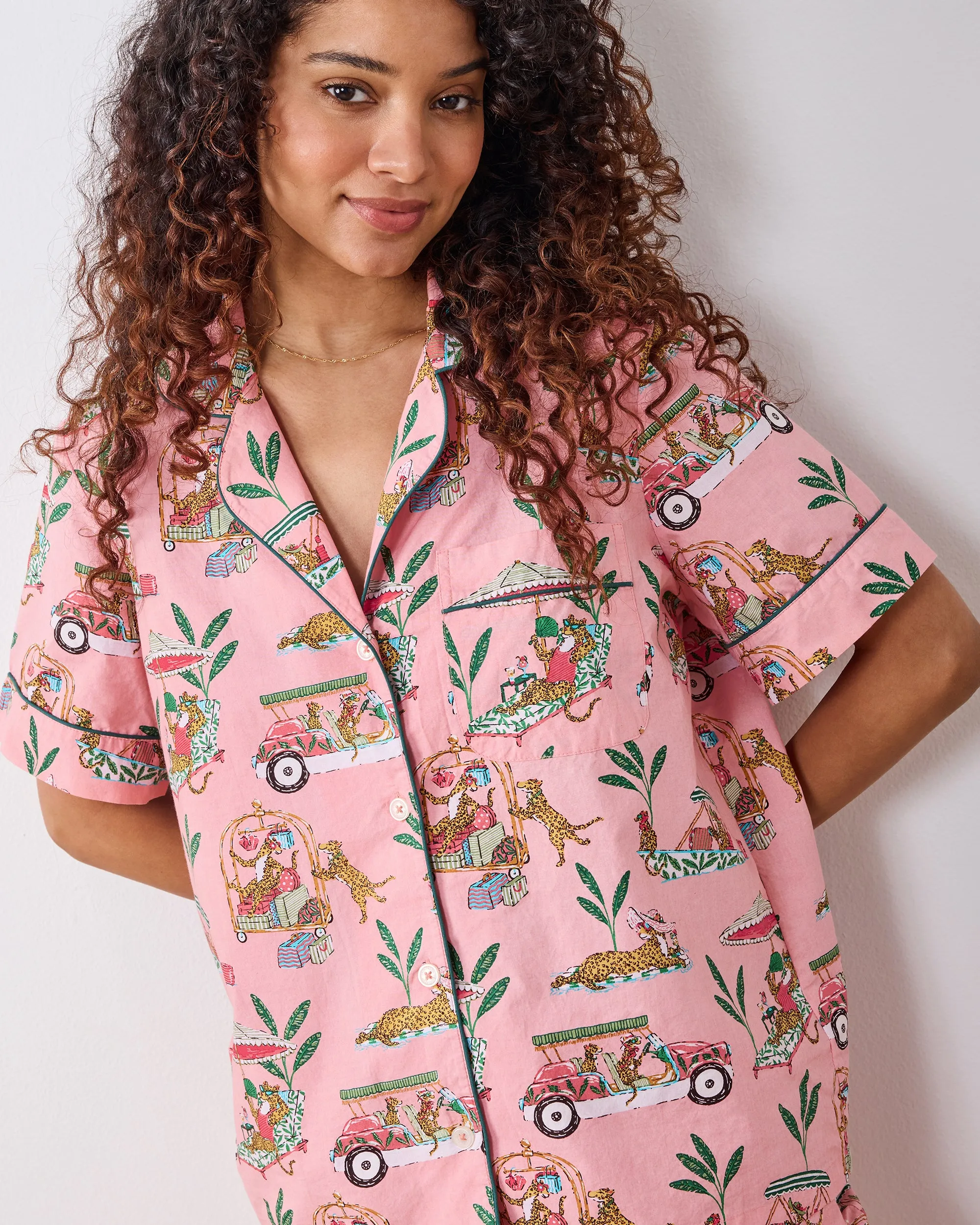 Cabana Cats - Short PJ Set - Peach Daiquiri sold by Printfresh