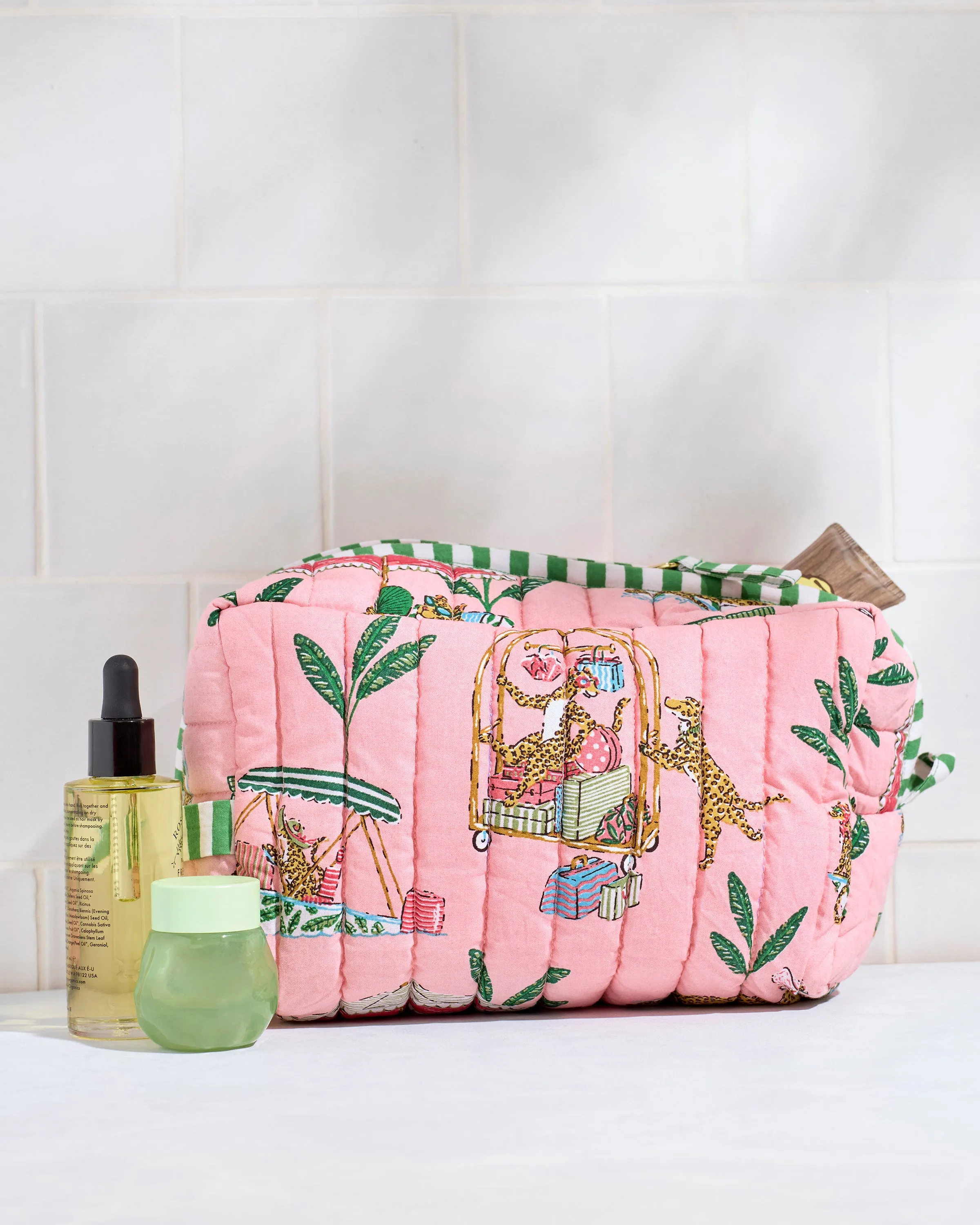 Cabana Cats - Quilted Pouch - Peach Daiquiri sold by Printfresh