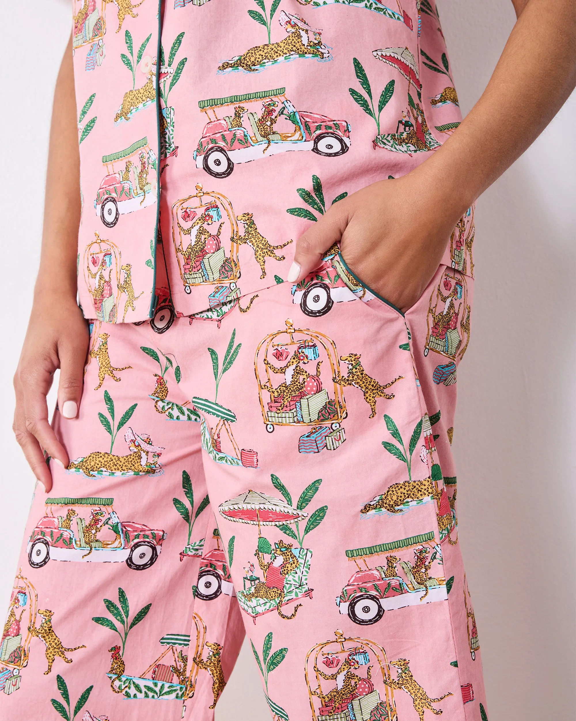 Cabana Cats - Short Sleeve Top & Cropped Pants Set - Peach Daiquiri sold by Printfresh product image thumbnail 4