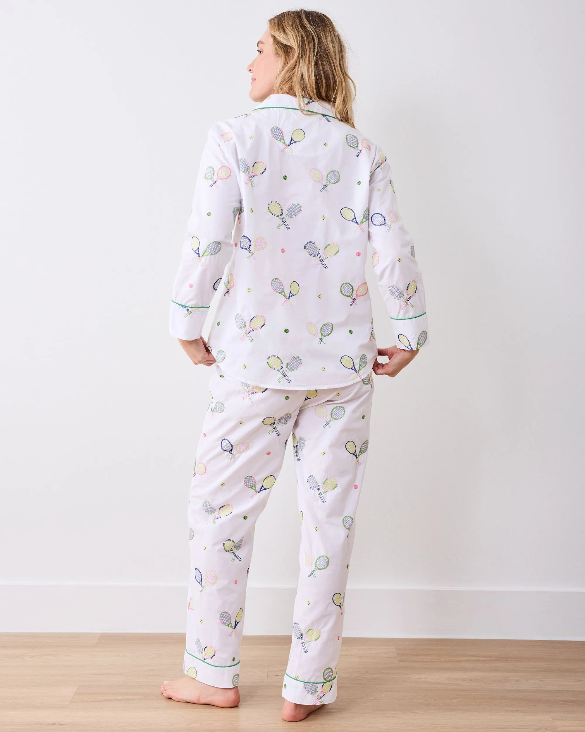 Embroidered Tennis Club - Petite Long PJ Set - Cloud sold by Printfresh product image thumbnail 5