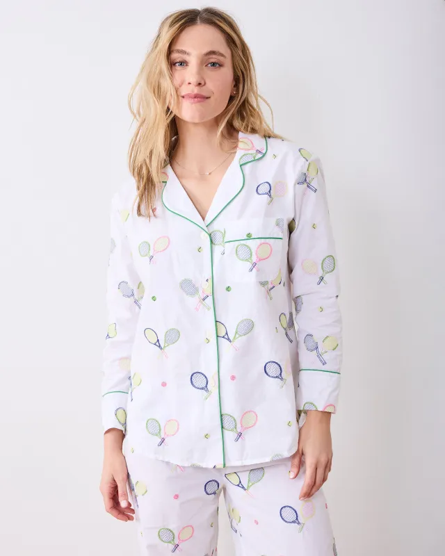 Embroidered Tennis Club - Petite Long PJ Set - Cloud made by Printfresh