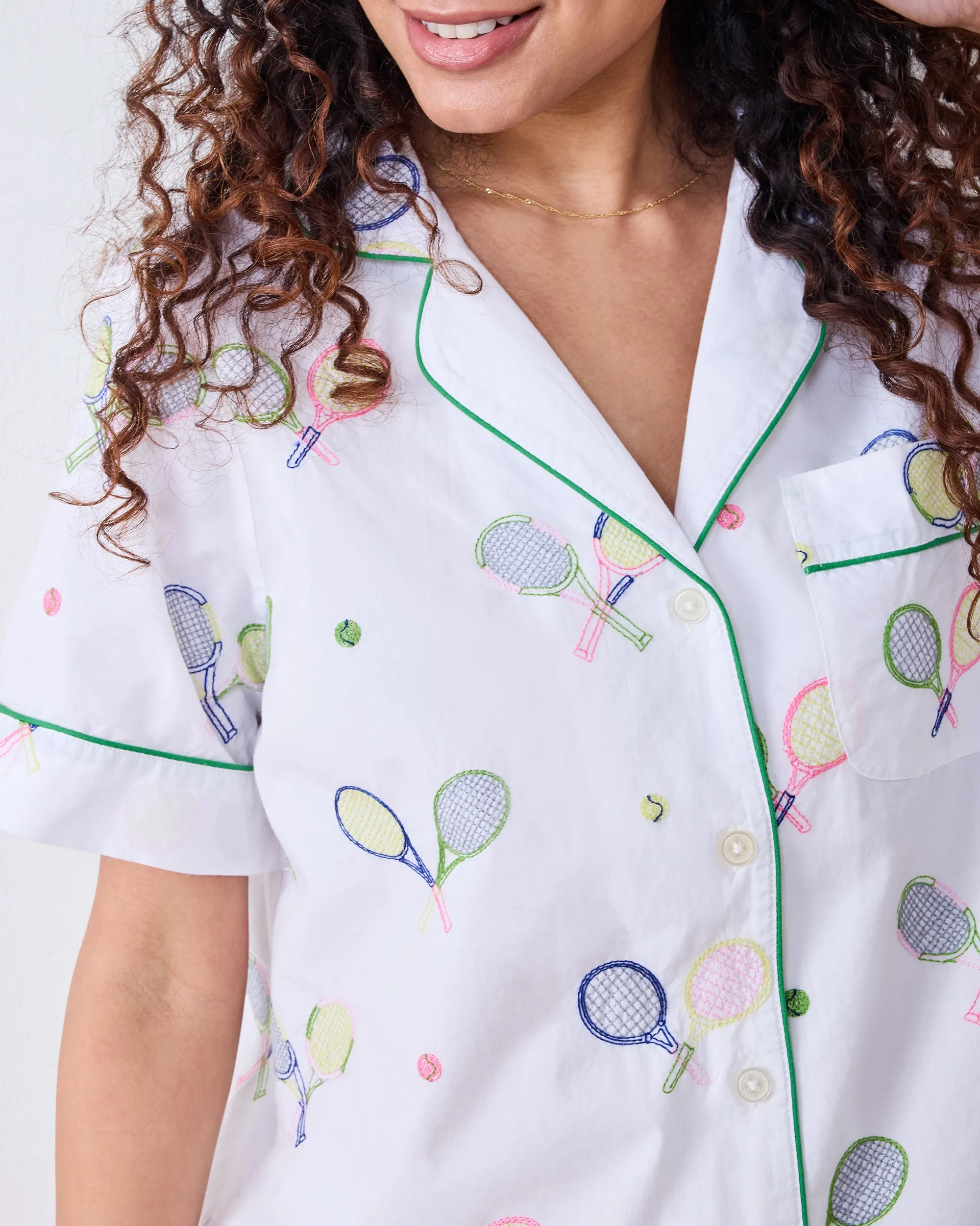 Embroidered Tennis Club - Short PJ Set - Cloud sold by Printfresh product image thumbnail 3