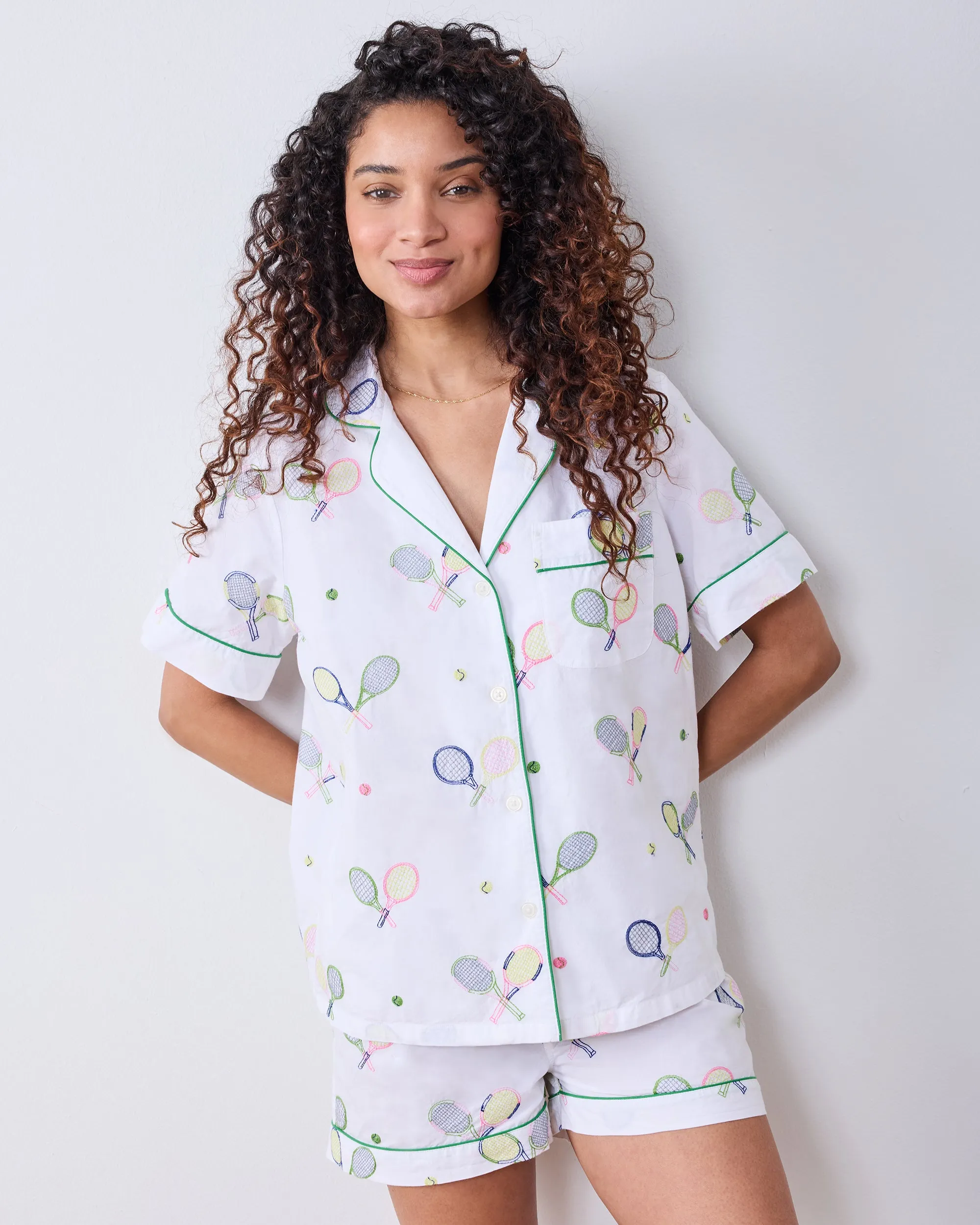 Embroidered Tennis Club - Short PJ Set - Cloud sold by Printfresh product image thumbnail 2