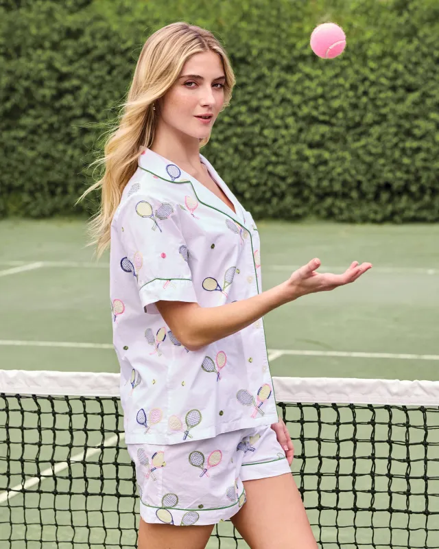 Embroidered Tennis Club - Short PJ Set - Cloud made by Printfresh