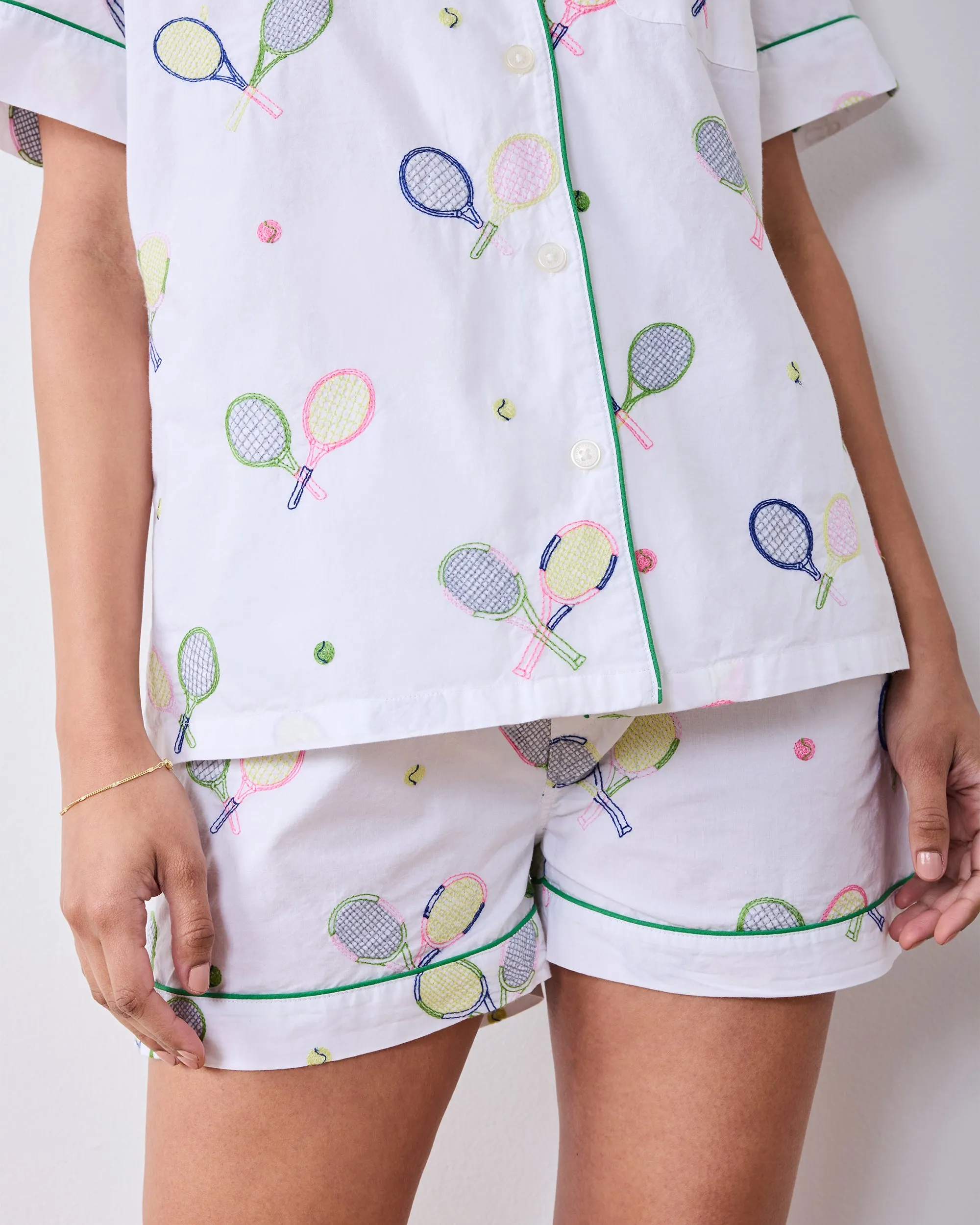 Embroidered Tennis Club - Short PJ Set - Cloud sold by Printfresh product image thumbnail 4