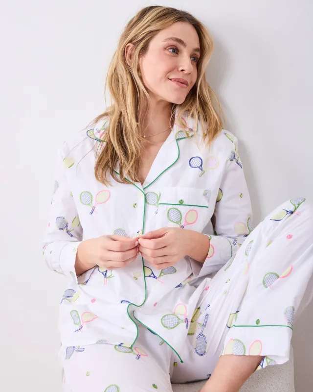 Embroidered Tennis Club - Long PJ Set - Cloud made by Printfresh