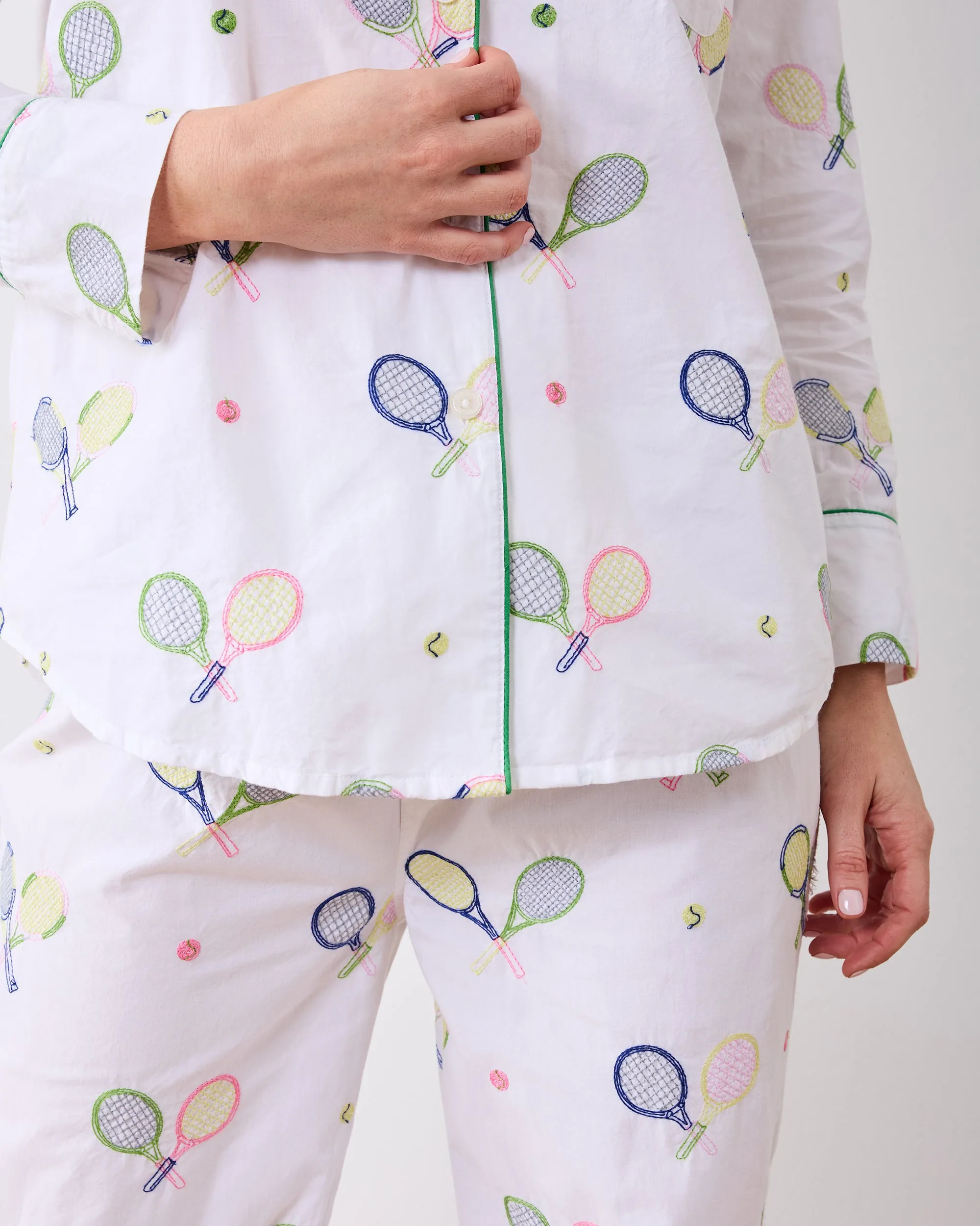 Embroidered Tennis Club - Tall Long PJ Set - Cloud sold by Printfresh product image thumbnail 4