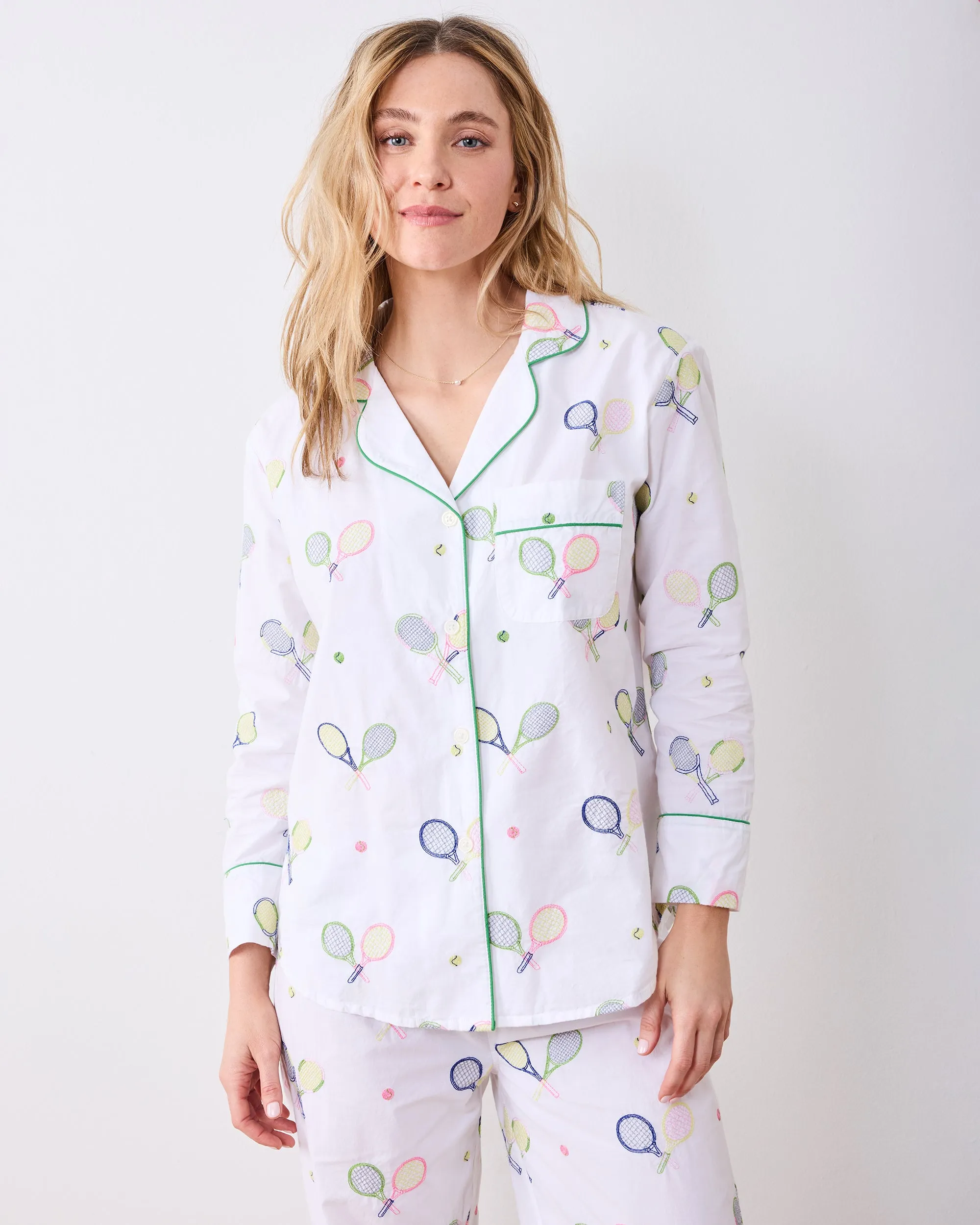 Embroidered Tennis Club - Tall Long PJ Set - Cloud sold by Printfresh product image thumbnail 5