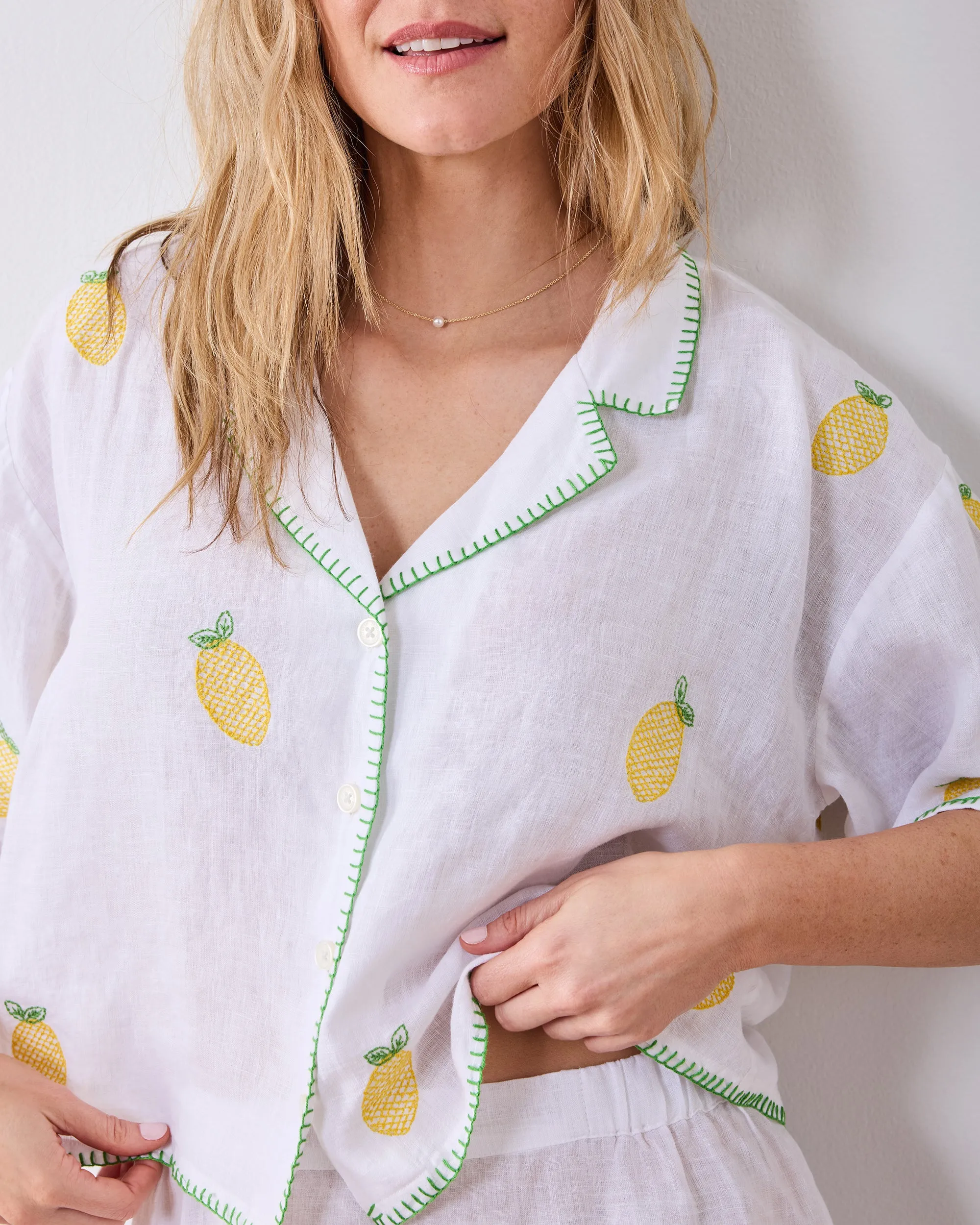 Embroidered Lemon Drop - Linen Sweet Dreams Set - Cloud sold by Printfresh product image thumbnail 5