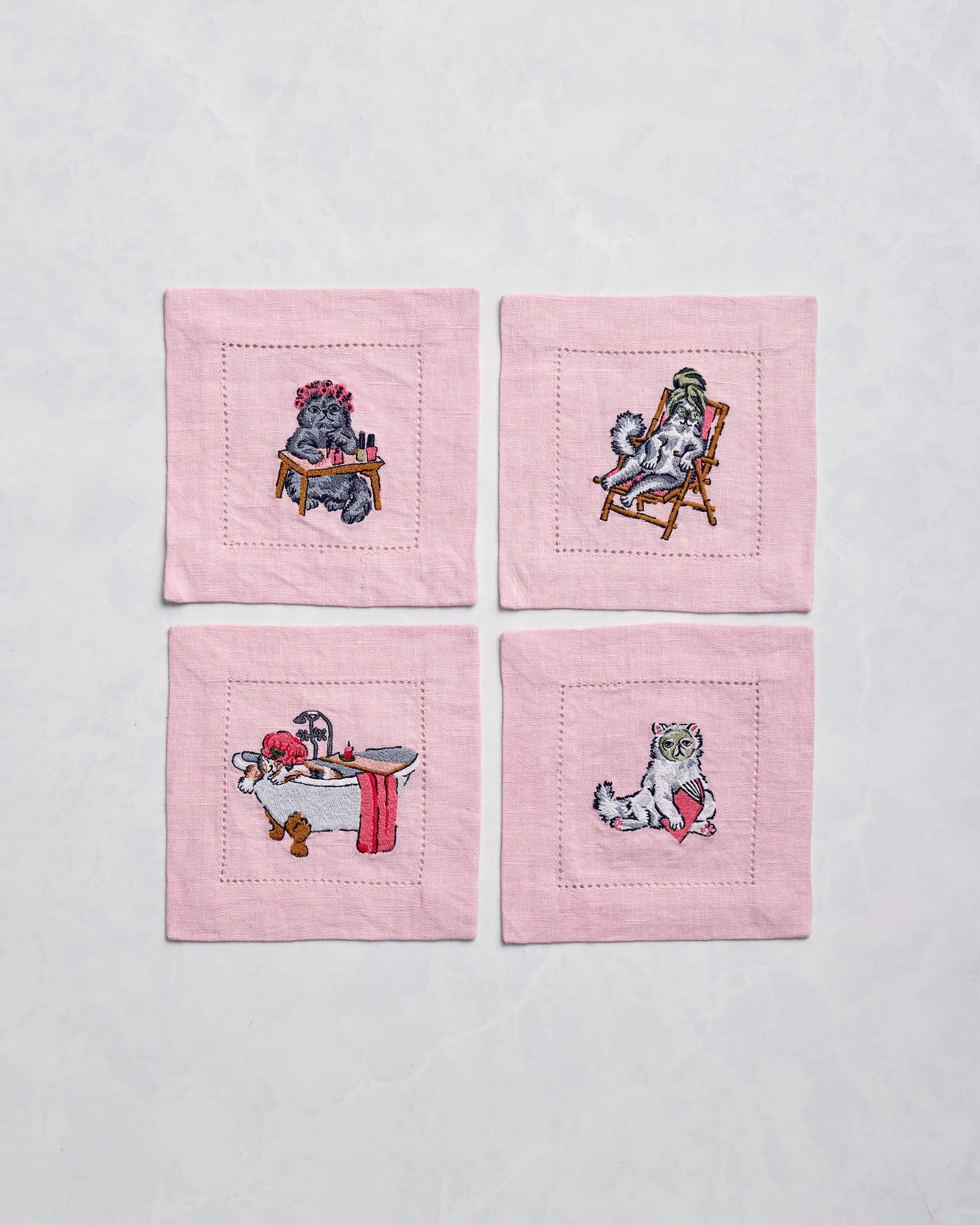 Spa Day - Linen Cocktail Napkins Set of 4 - Pink Polish sold by Printfresh product image thumbnail 3