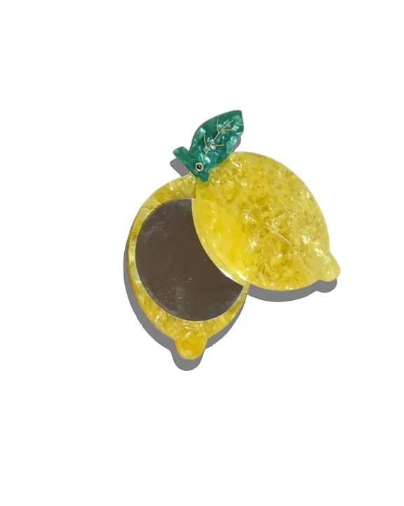 Yellow - Hand Painted Lemon Compact Mirror - Solar Eclipse sold by Printfresh