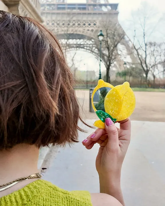 Yellow - Hand Painted Lemon Compact Mirror - Solar Eclipse sold by Printfresh product image thumbnail 2