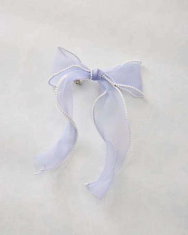 Light Blue - Pearl Bow Barrette - L. Erickson made by Printfresh