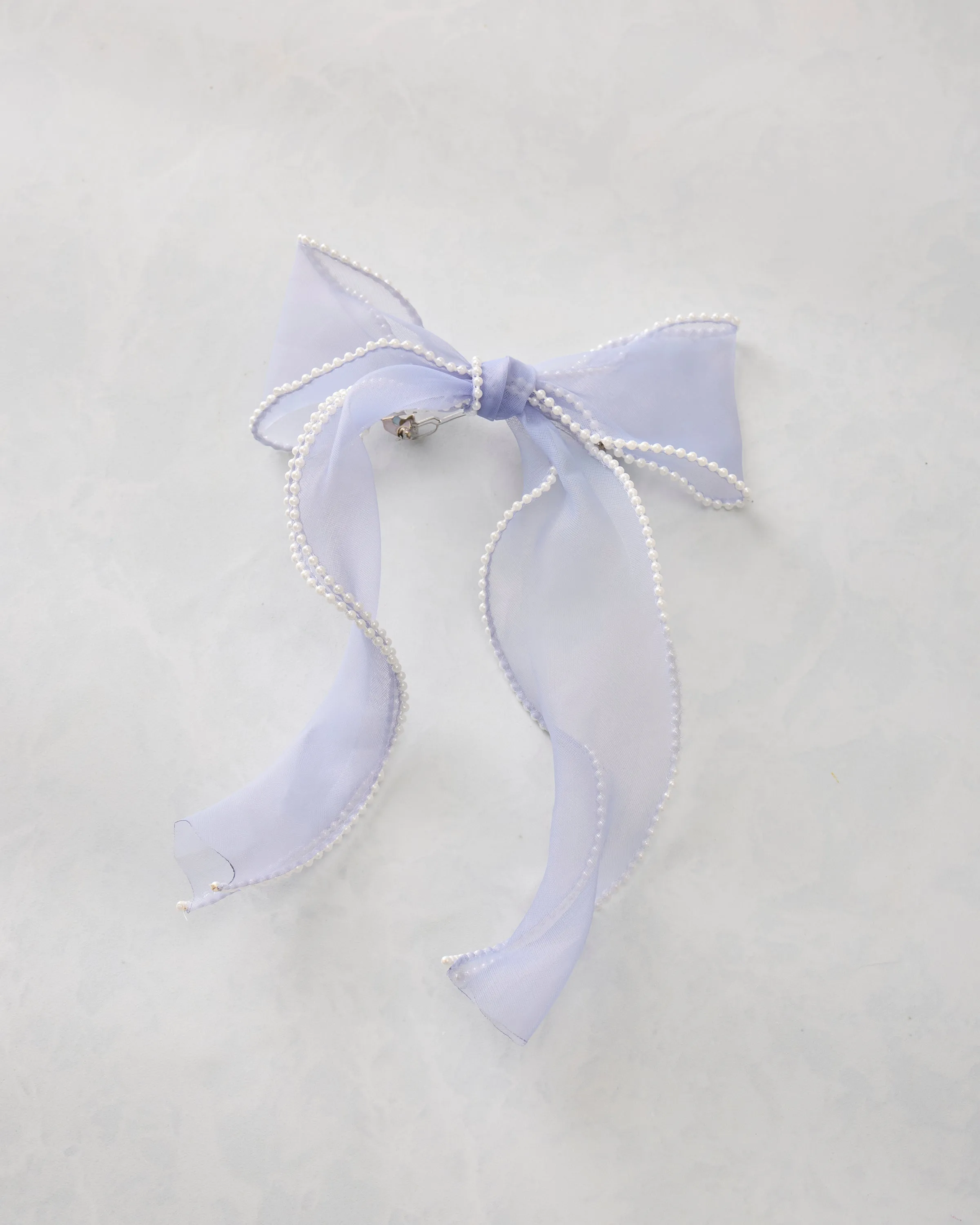 Light Blue - Pearl Bow Barrette - L. Erickson sold by Printfresh