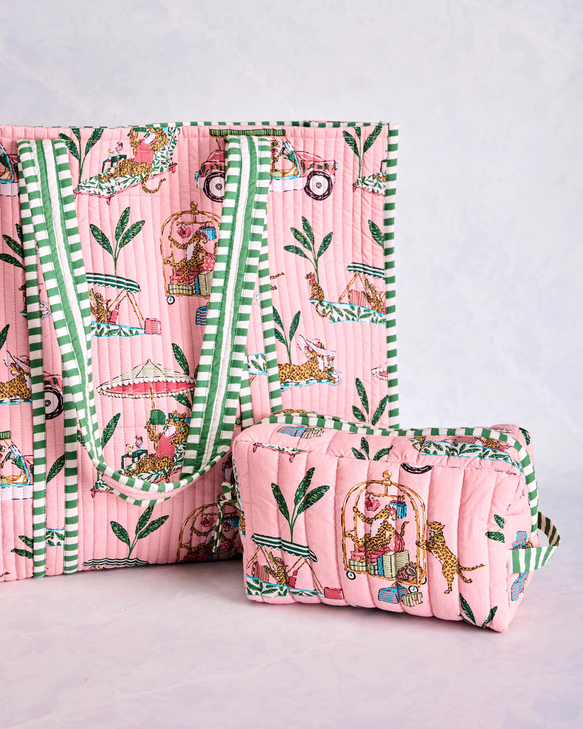 Cabana Cats - Traveler Tote & Quilted Pouch Bundle - Peach Daiquiri sold by Printfresh product image thumbnail 2