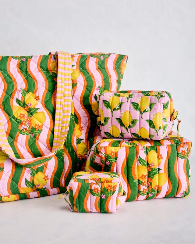 Lemon Twist - Weekender Bag & Three’s Best Pouch Bundle - Limoncello made by Printfresh