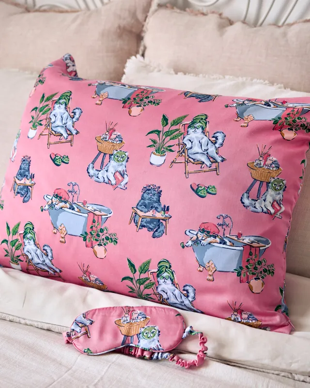 Spa Day - Eco Satin Pillowcase & Eye Mask - Pink Polish made by Printfresh